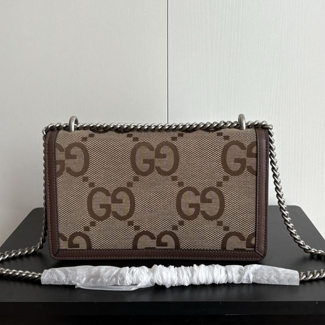 Double-G Dionysus Medium GG-Jacquard Canvas Shoulderbag- Brown and Silver - Gorchic - $124.99