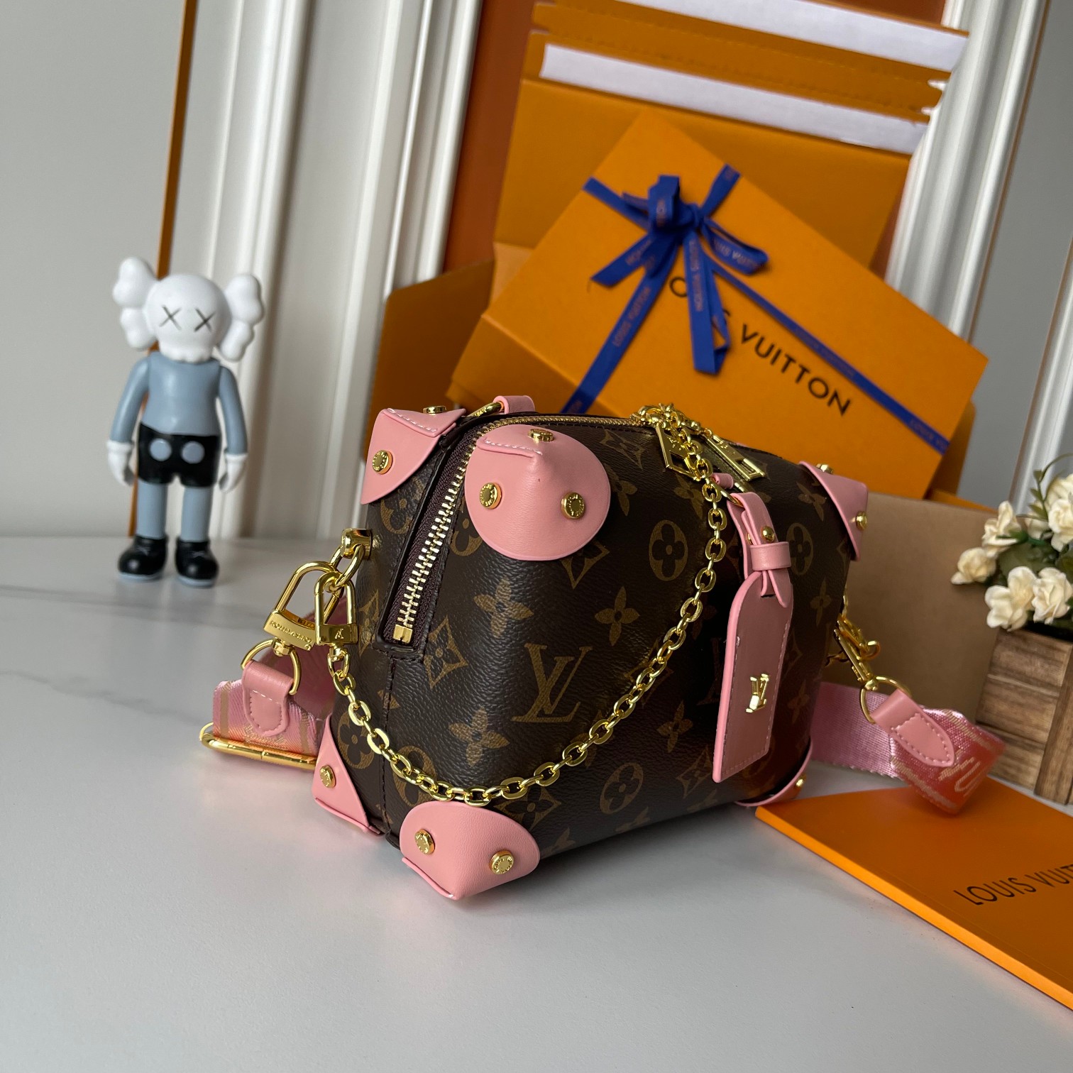 Designer Monogram Petite Malle Souple - Peach - Gorchic - $118.99