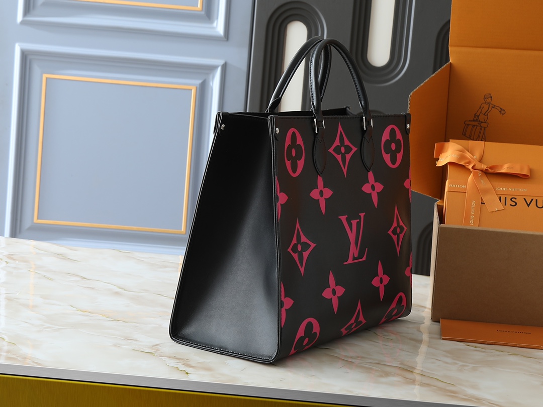 Designer Monogram Empreinte OnTheGo GM Tote Bag - Black And Pink - Gorchic - $116.99