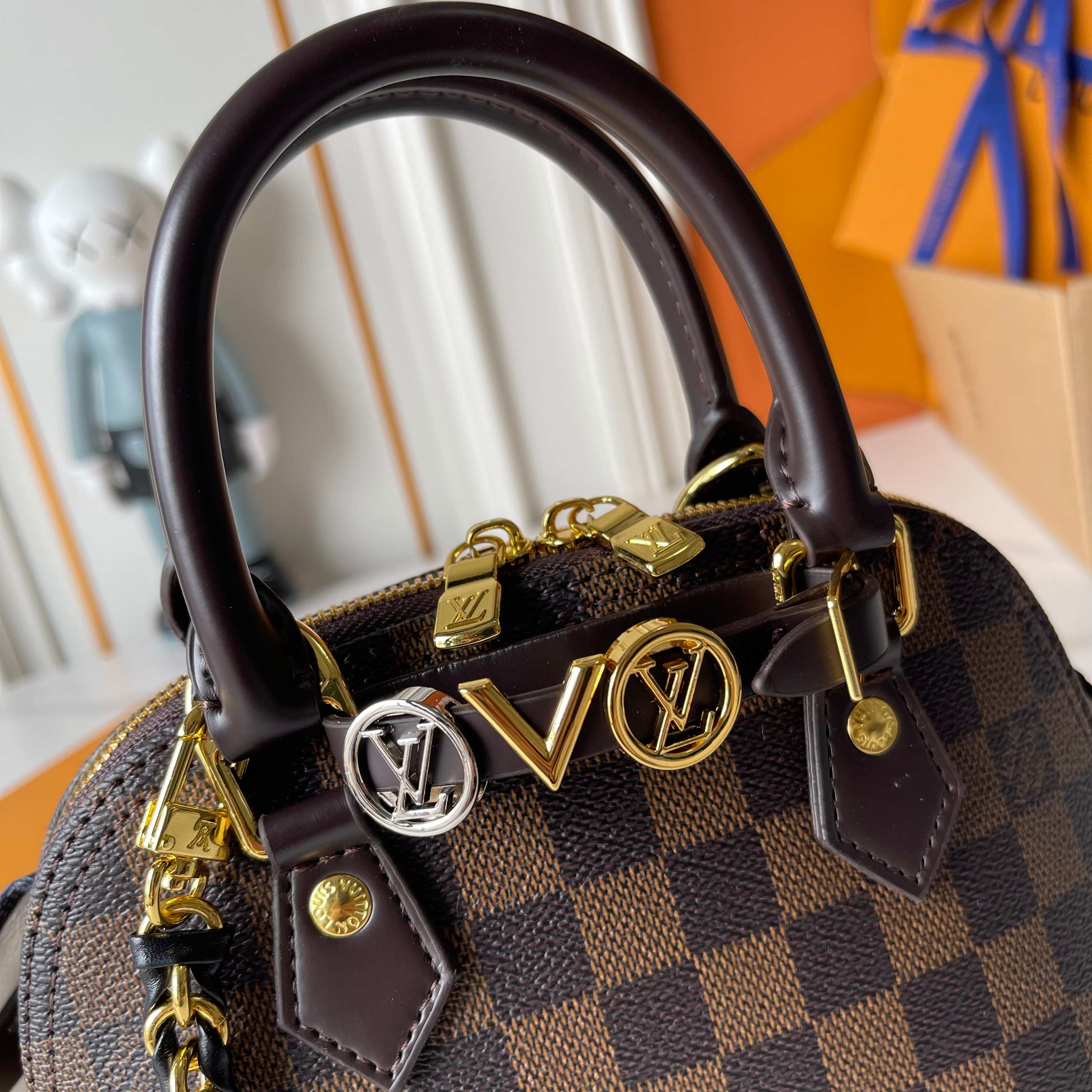 Designer Alma Mini LV&I Kit Damier coated canvas - Dark Brown - Gorchic - $128.99