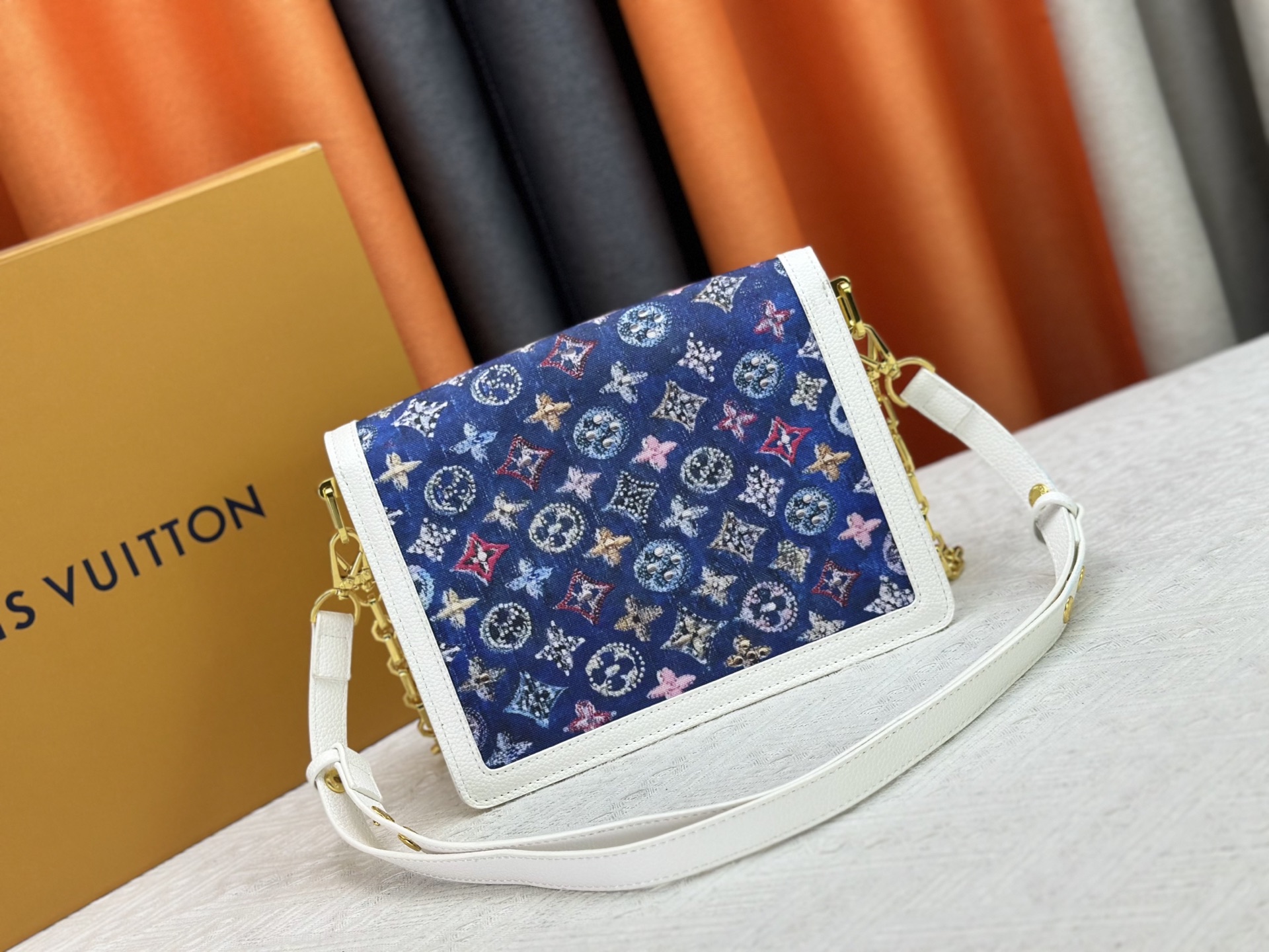 Designer Dauphine Shoulder Bag  - Monogram Jacquard Denim, Mini Size - Gorchic - $149.99