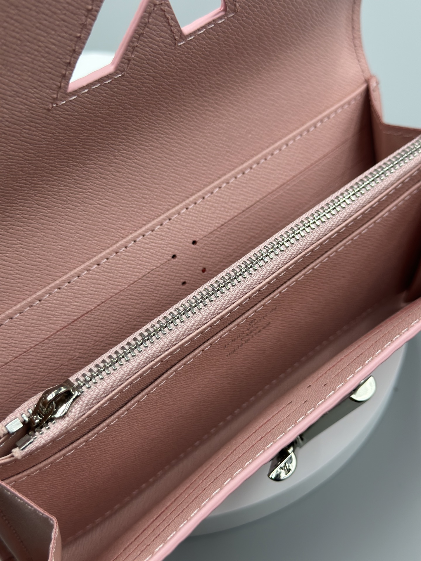 Designer Pink Epi Leather Twist Wallet - Silver - Gorchic - $94.99