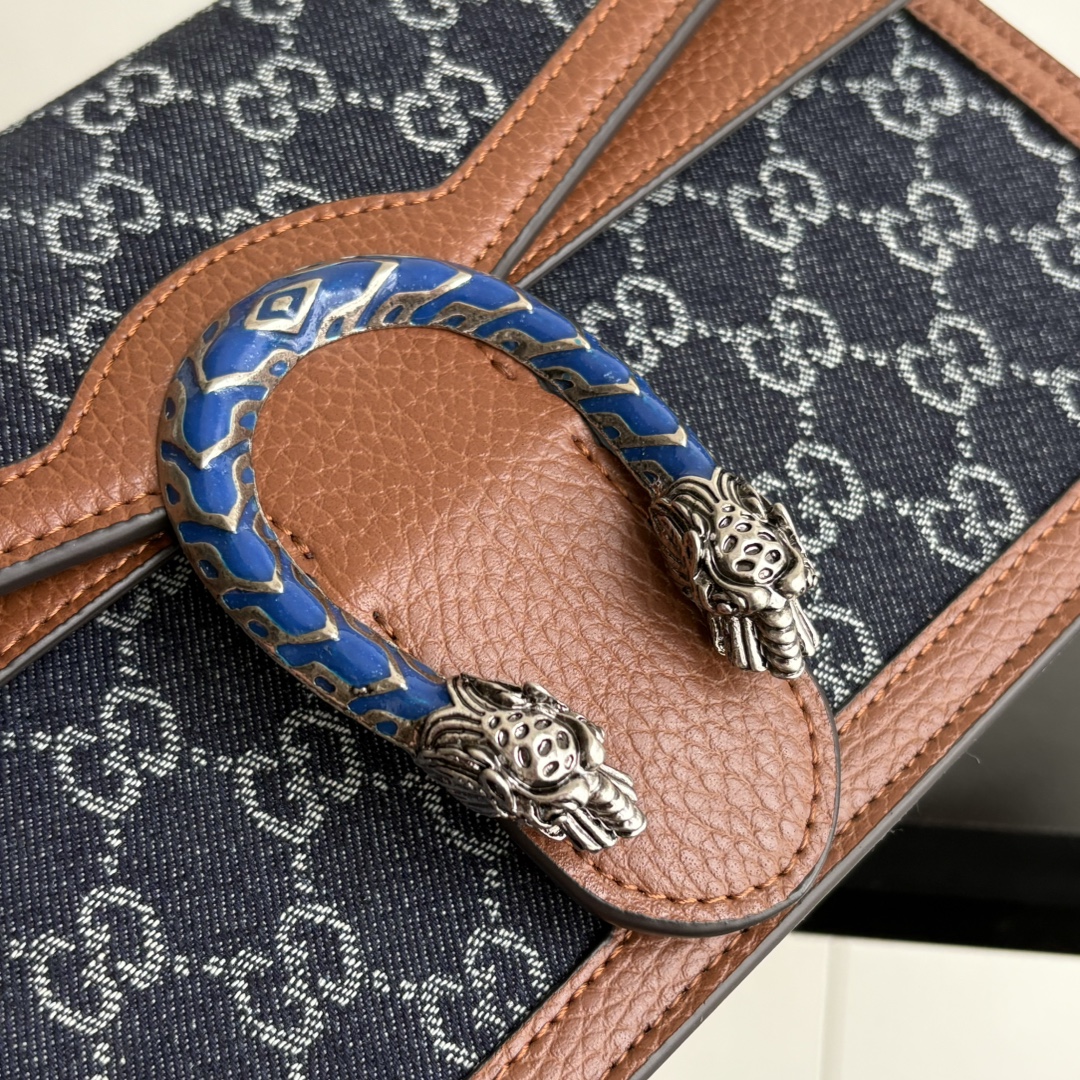 Double-G Dionysus Medium GG-Jacquard Shoulderbag - Blue/Ivory/Brown - Gorchic - $124.99