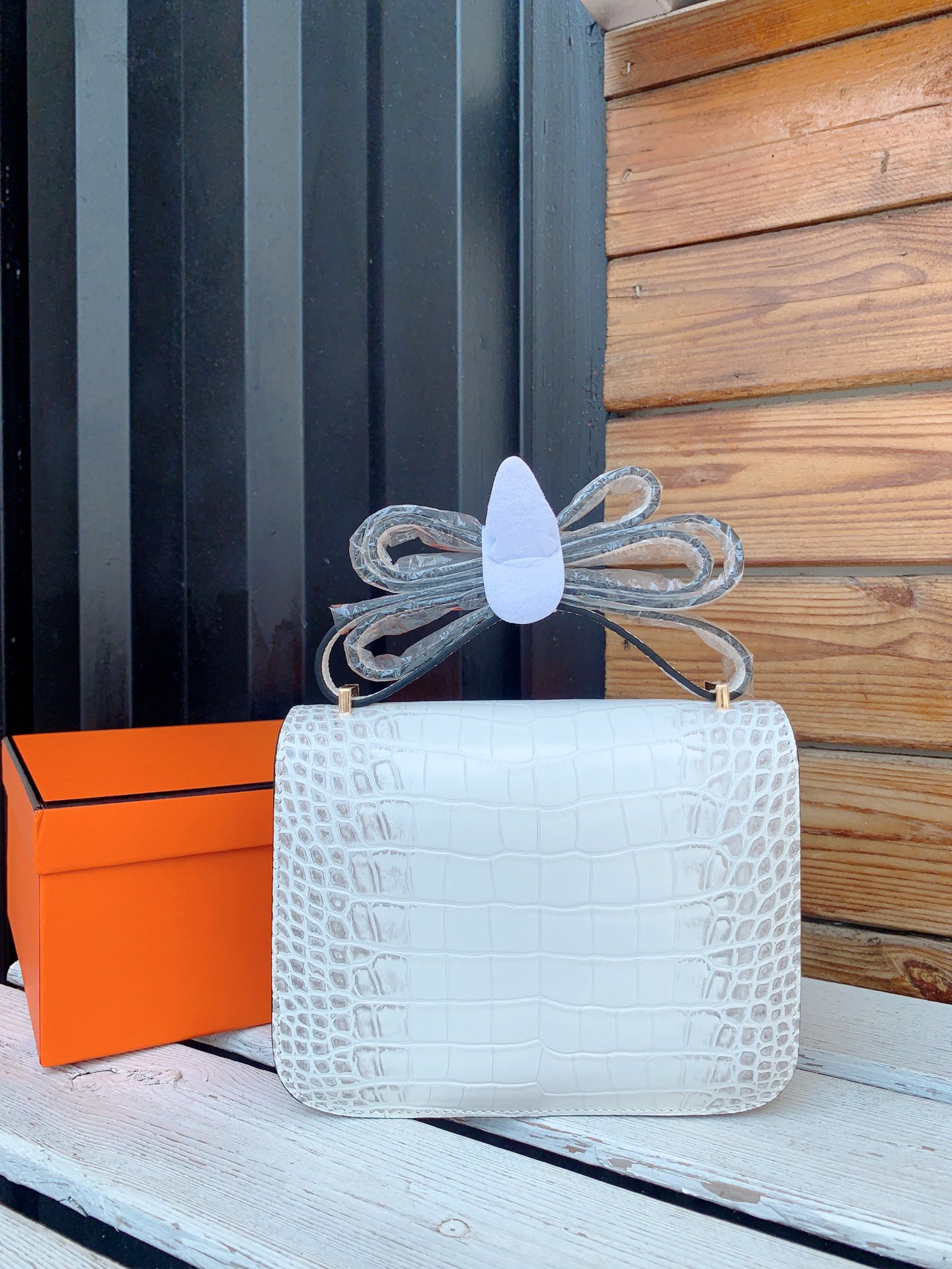 H-Inspired White Constance MM Crocodile Bag - Gorchic - $157.99