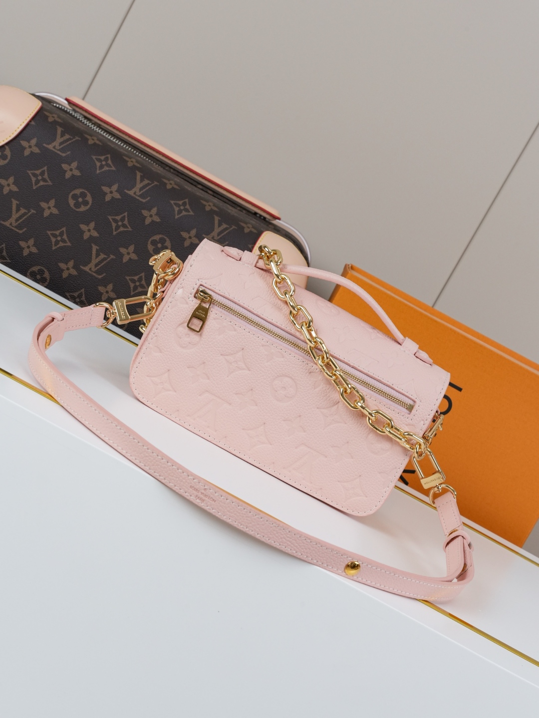 Designer Pochette Métis East West Embossed Soft Grain Cowhide - Pink - Gorchic - $116.99