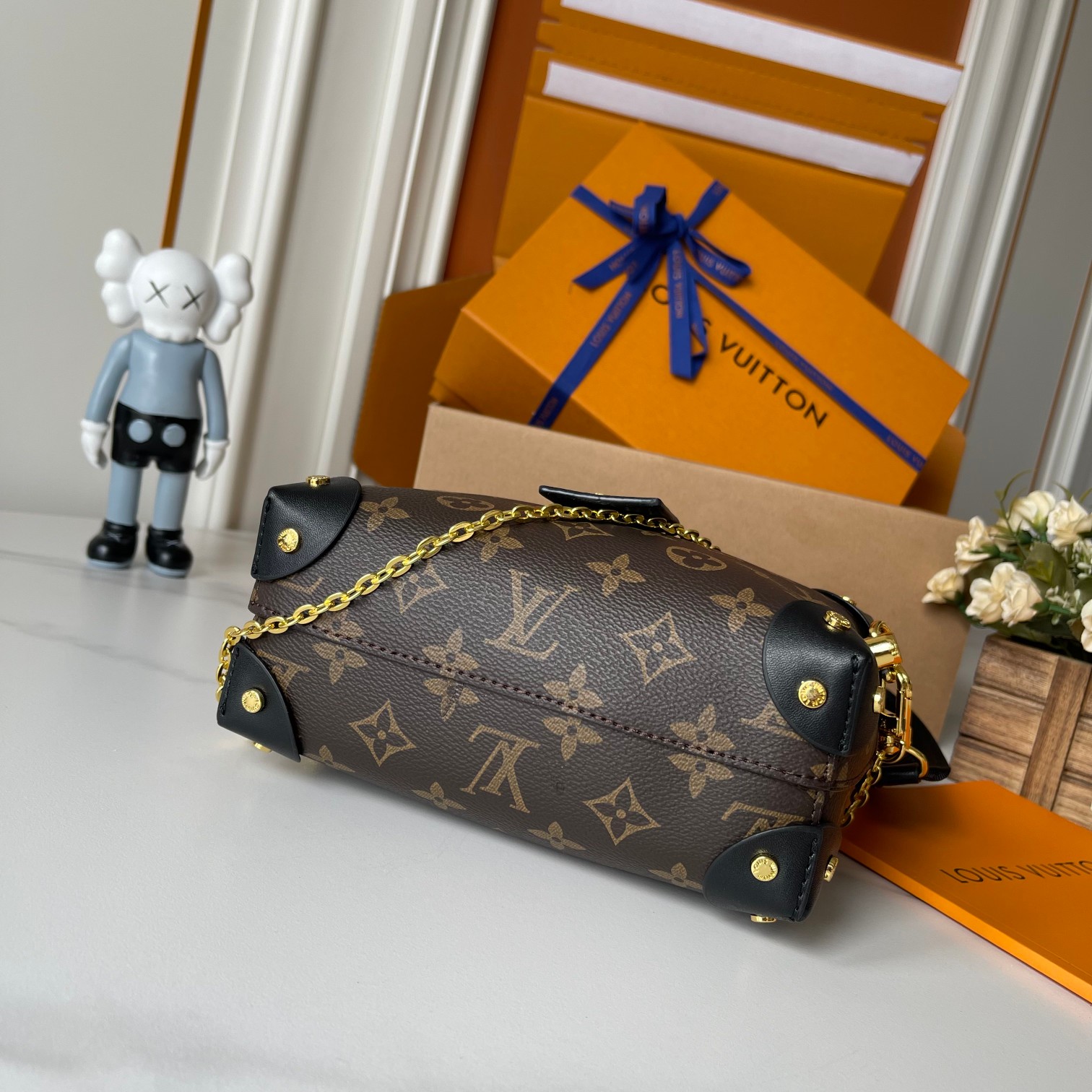 Designer Monogram Petite Malle Souple - Black - Gorchic - $118.99