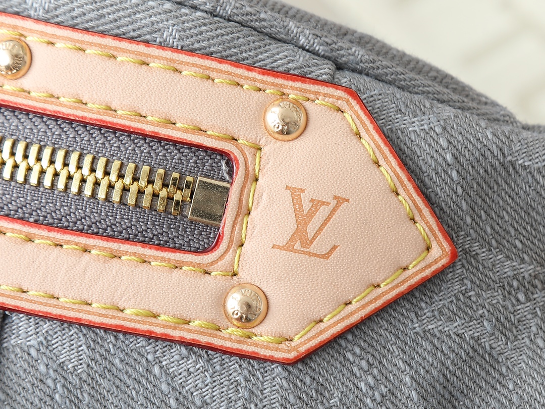 Designer High Rise Belt Bag Monogram Jacquard Leather - Grey Denim - Gorchic - $120.99