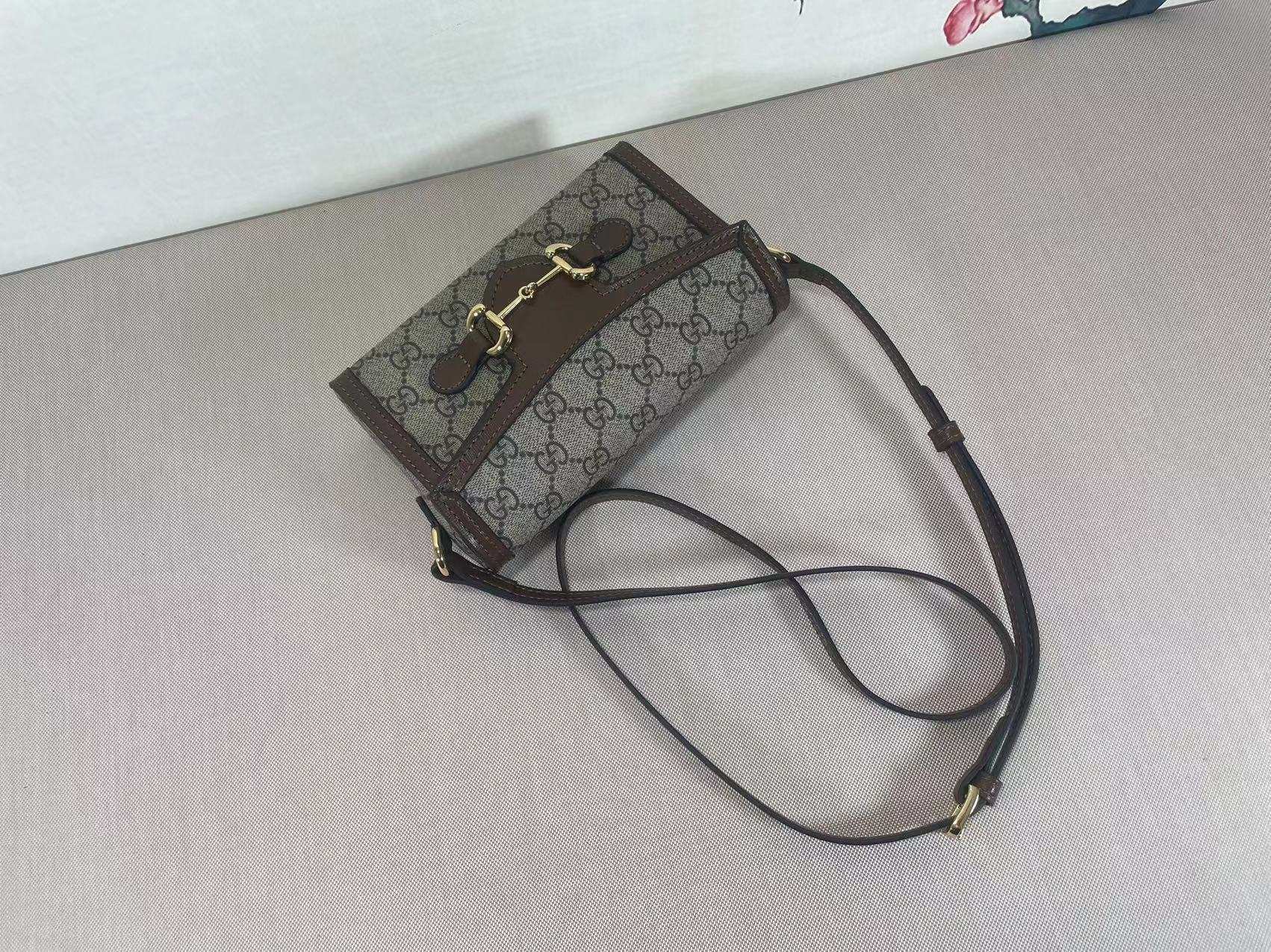 Double-G Horsebit 1955 series mini handbag GG Supreme canvas - Ebony - Gorchic - $112.99