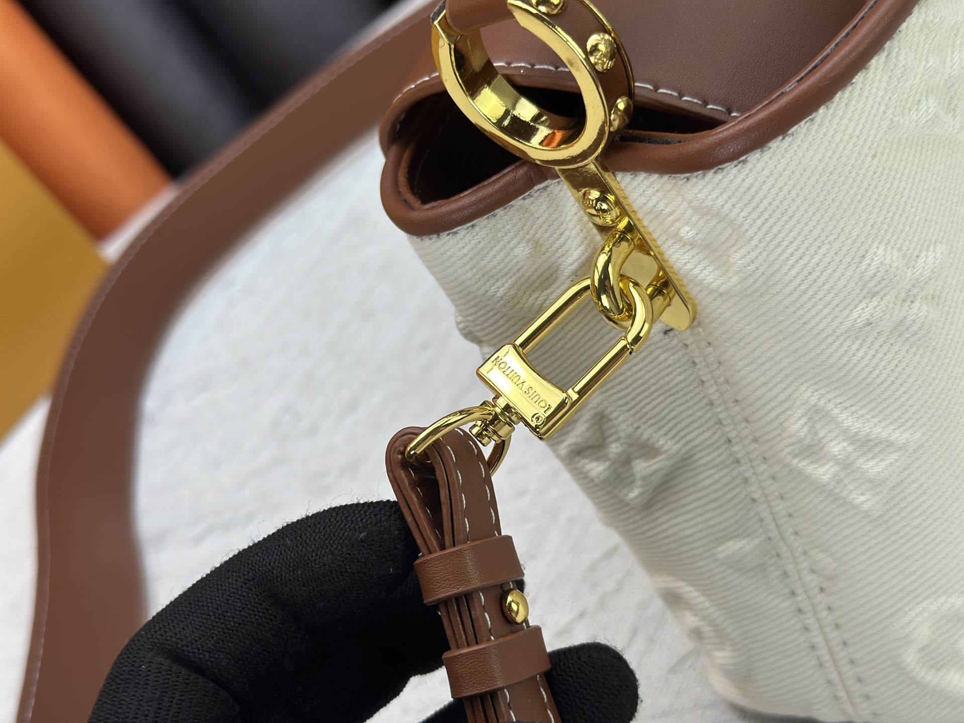 Designer Capucines Taurillon Leather, White Embossed Patchwork - Handbag - Gorchic - $142.99