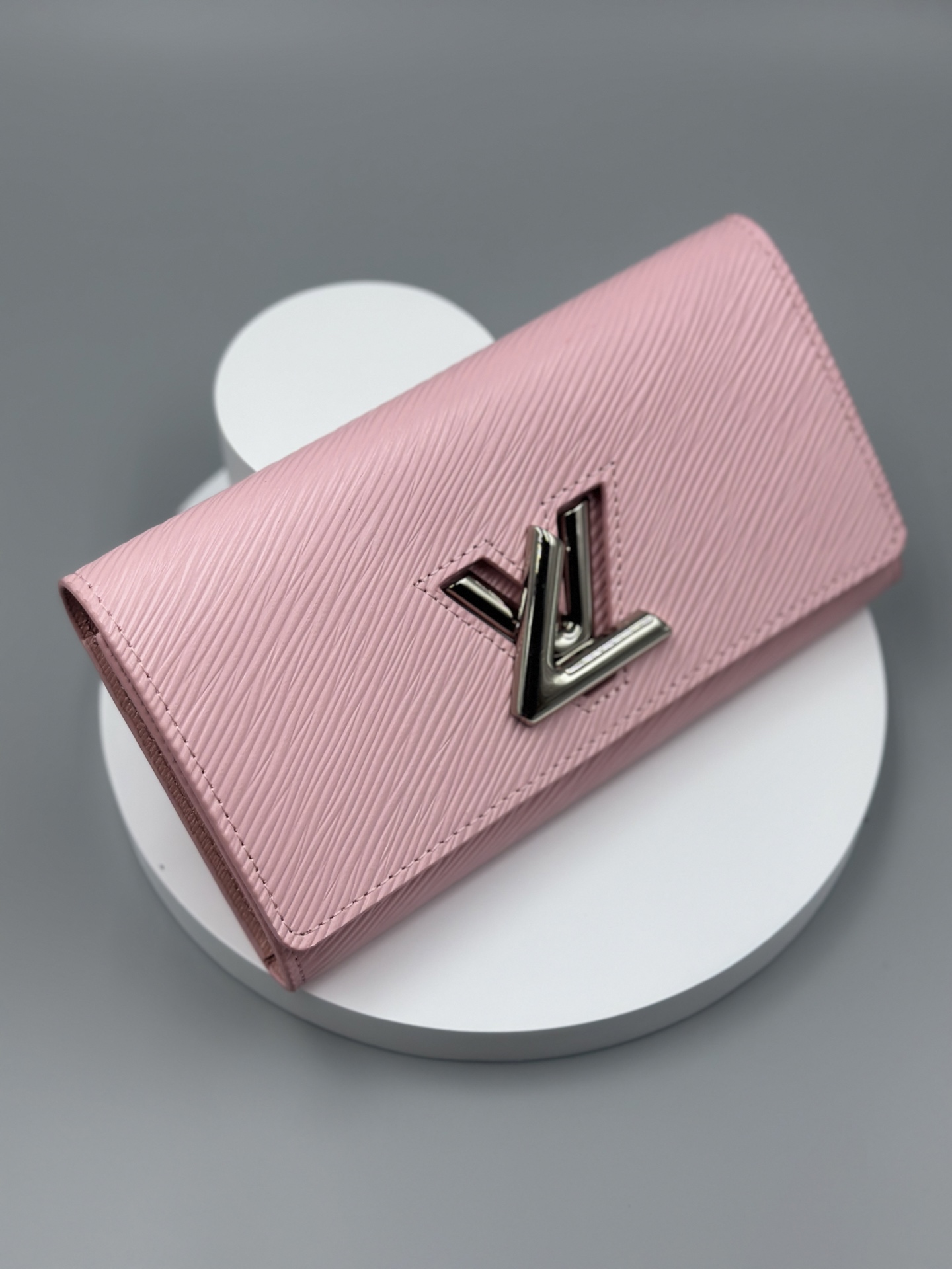 Designer Pink Epi Leather Twist Wallet - Silver - Gorchic - $94.99