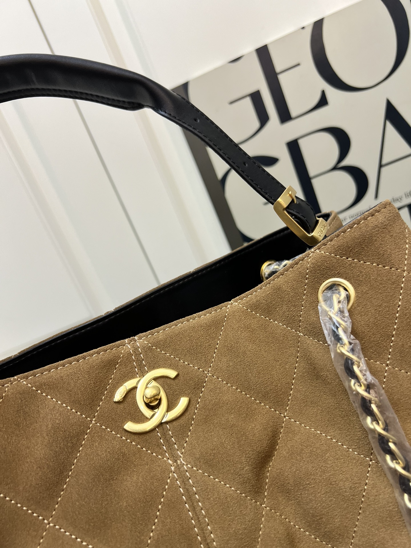 CC Inspired Métiers Dart Shopping Bag Calfskin & Gold-Tone Metal -  Beige & Black - Gorchic - $143.99