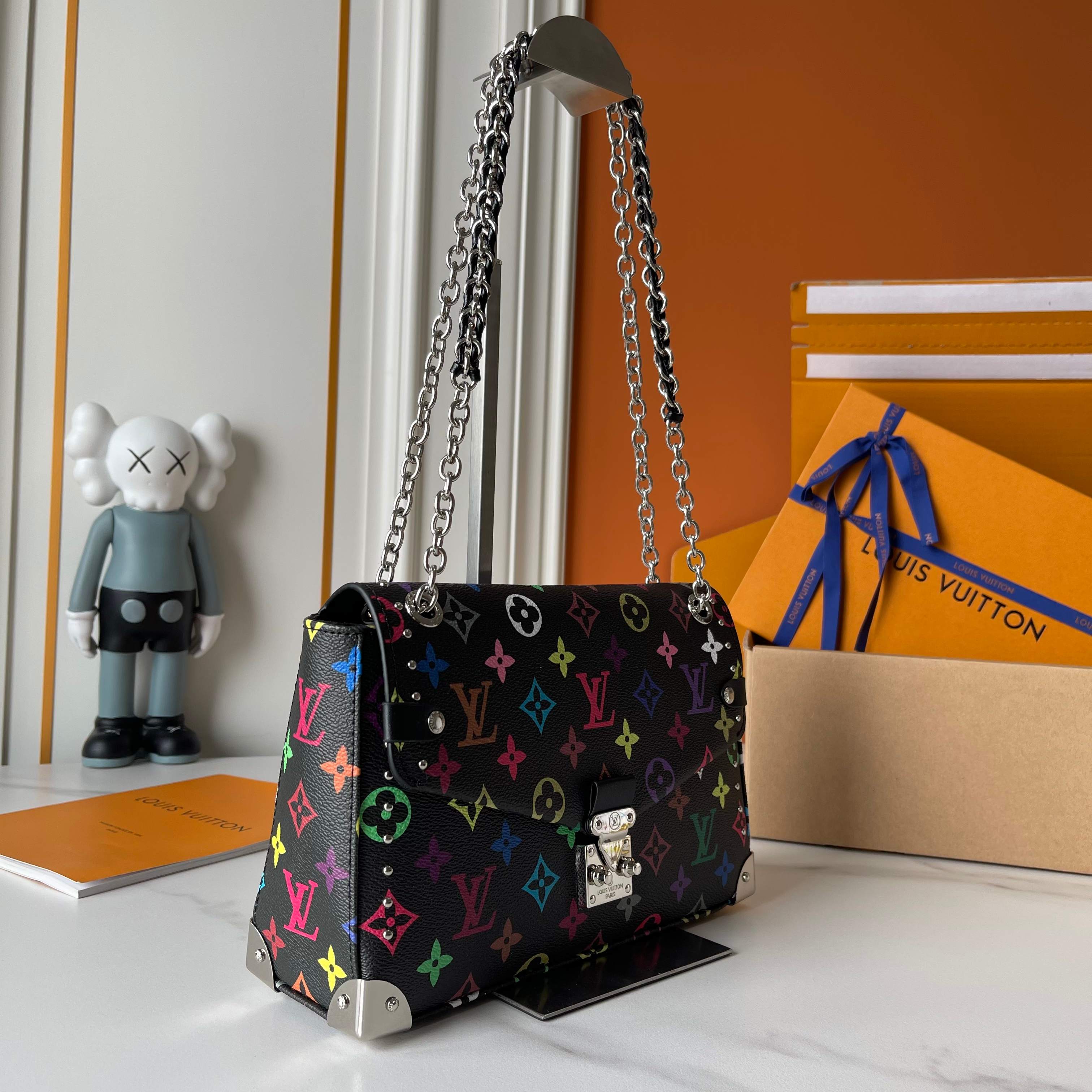 Designer x Murakami x TM Trunkie Handbag MM Cowhide - Black - Gorchic - $128.99