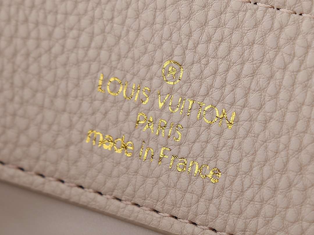 Designer Capucines Taurillon leather - Galet / Tan / Chocolate - Gorchic - $143.85