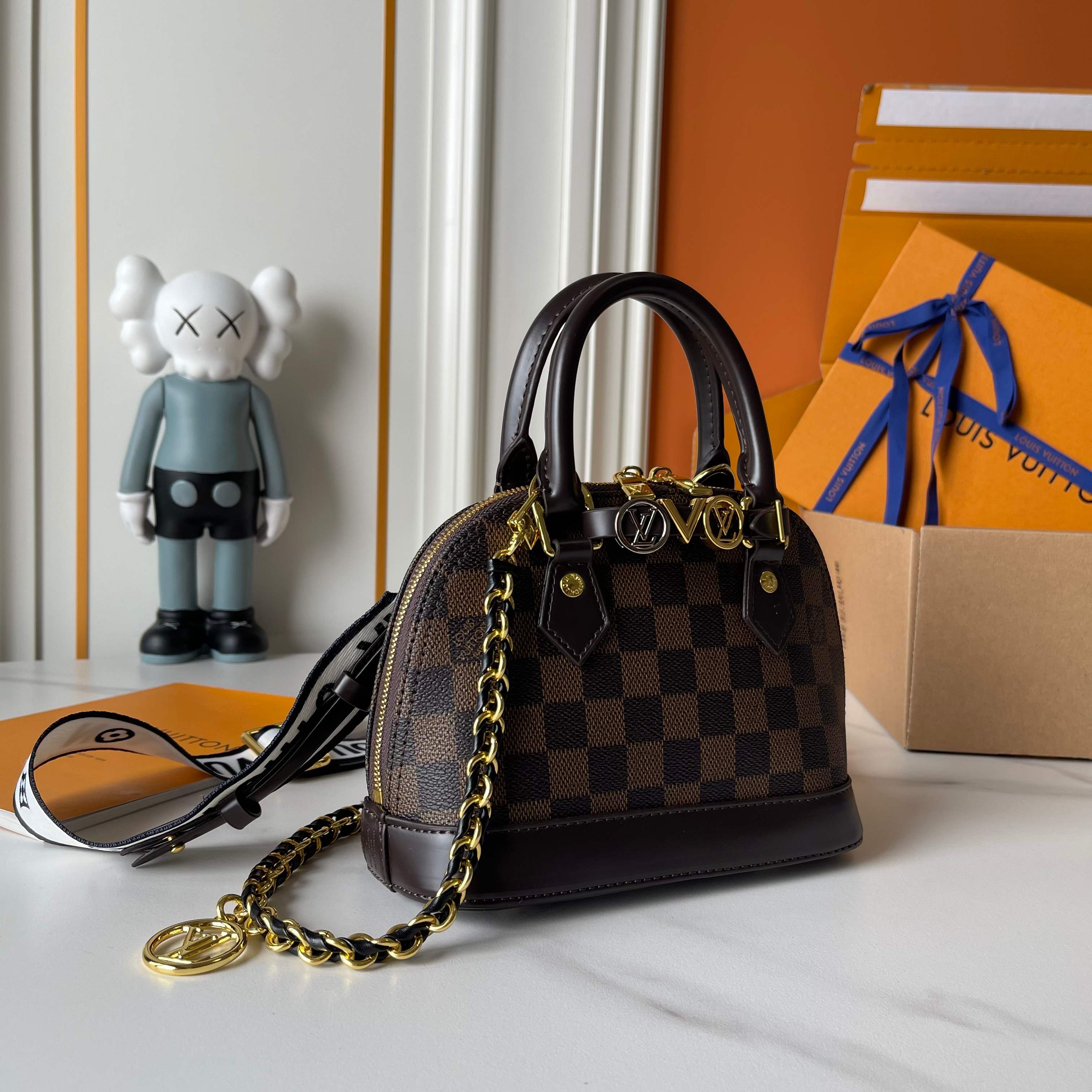 Designer Alma Mini LV&I Kit Damier coated canvas - Dark Brown - Gorchic - $128.99