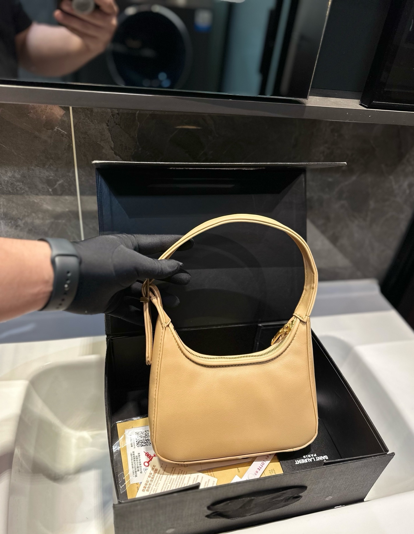 Lady Designer Calypso Mini Hobo Lambskin Bag - Apricot - Gorchic - $116.99