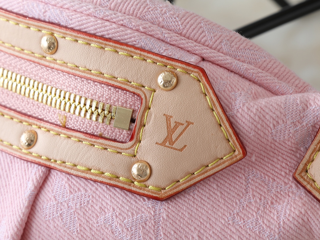 Designer High Rise Belt Bag Monogram Jacquard Leather - Pink Denim - Gorchic - $120.99