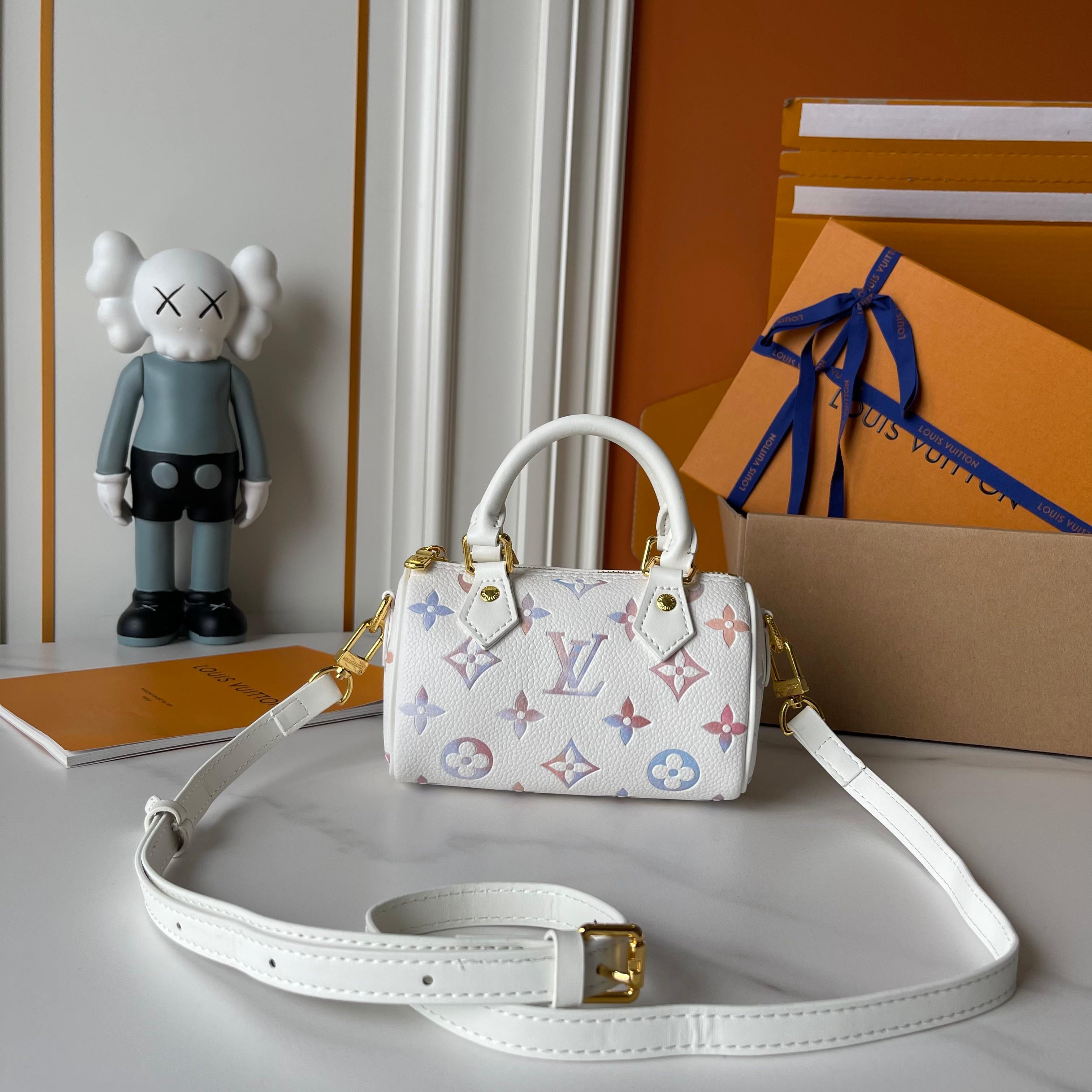 Designer Nano Speedy Embossed Grained Cowhide Leather - Dream Beige - Gorchic - $112.99