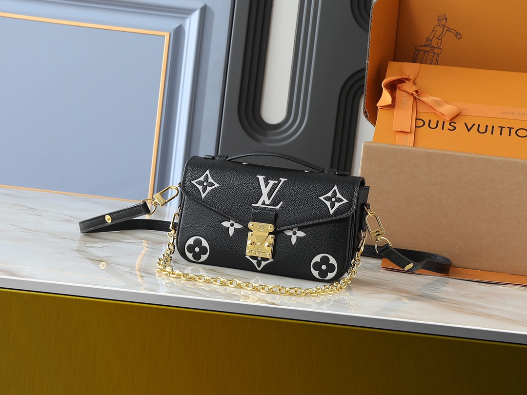 Designer Pochette Métis East West Bag - Embossed soft grained cowhide, Black - Gorchic - $125.99