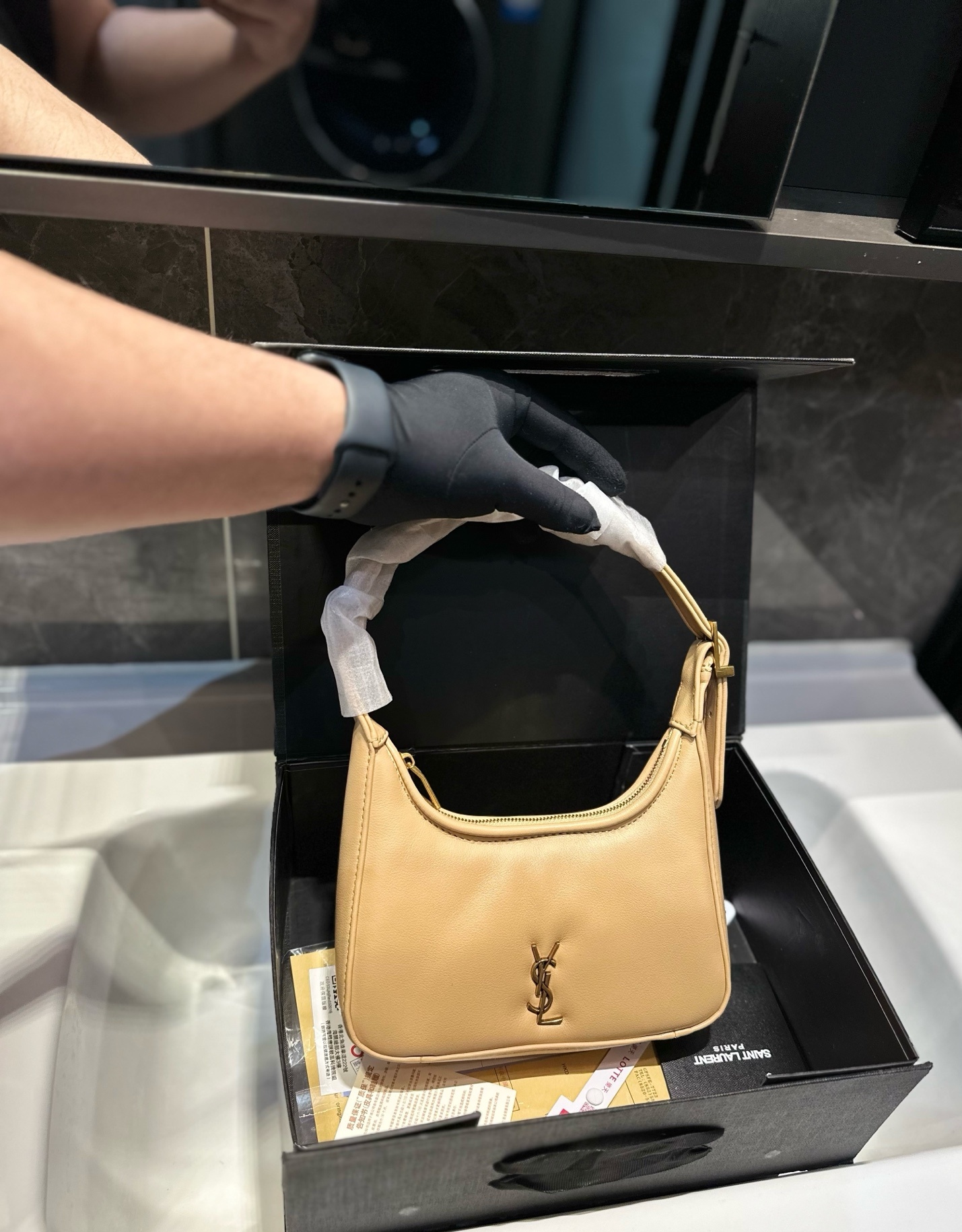 Lady Designer Calypso Mini Hobo Lambskin Bag - Apricot - Gorchic - $116.99