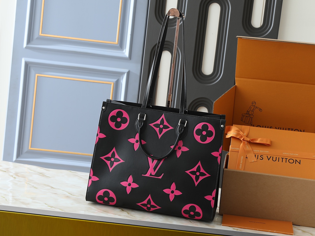 Designer Monogram Empreinte OnTheGo GM Tote Bag - Black And Pink - Gorchic - $116.99