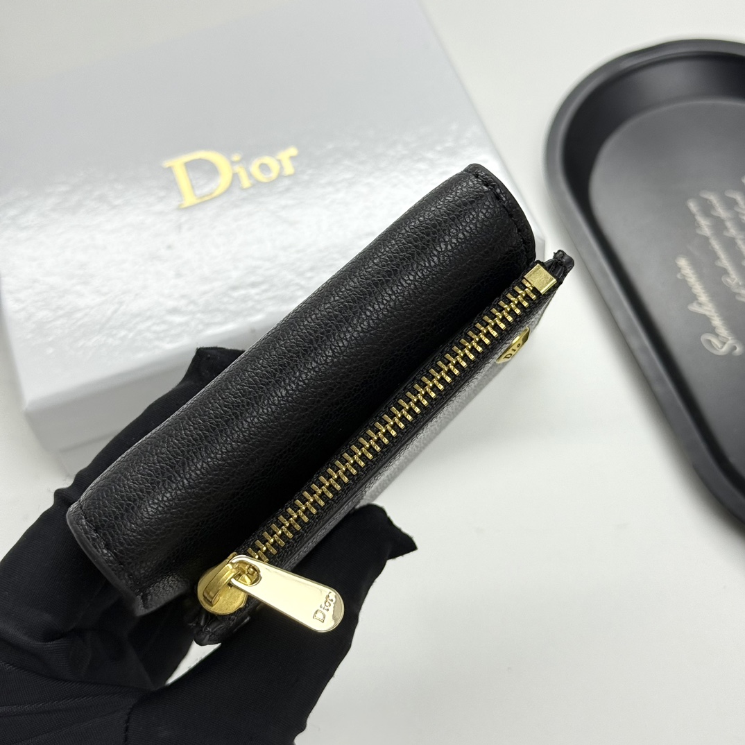 D-Inspired Saddle Lotus Wallet Goatskin - Black - Gorchic - $92.99