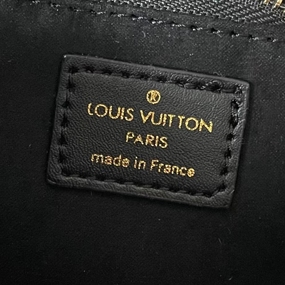 Designer Petite Malle Souple Embossed grained cowhide leather - Black - Gorchic - $118.99