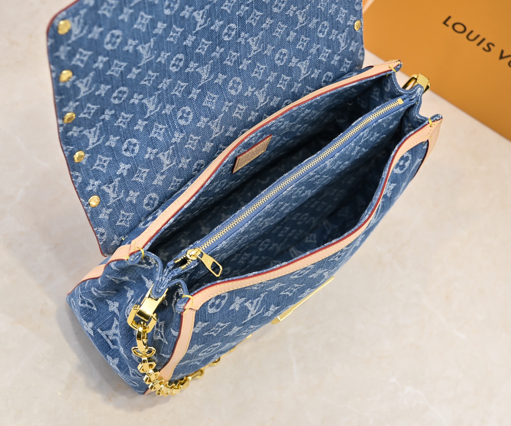 Designer Dauphine Soft GM Monogram denim - Denim Blue - Gorchic - $144.99