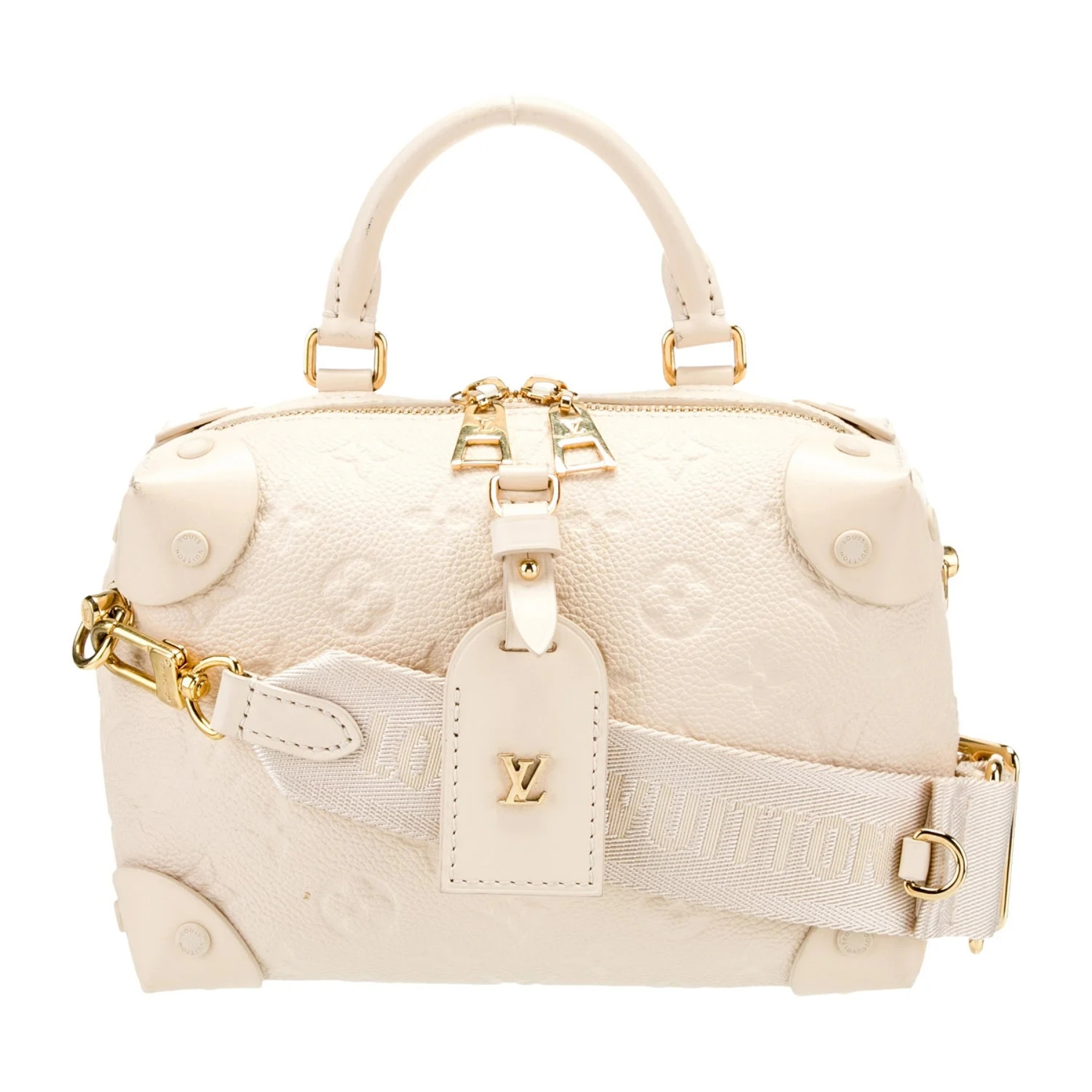 Designer Petite Malle Souple Embossed grained cowhide leather - White - Gorchic - $118.99
