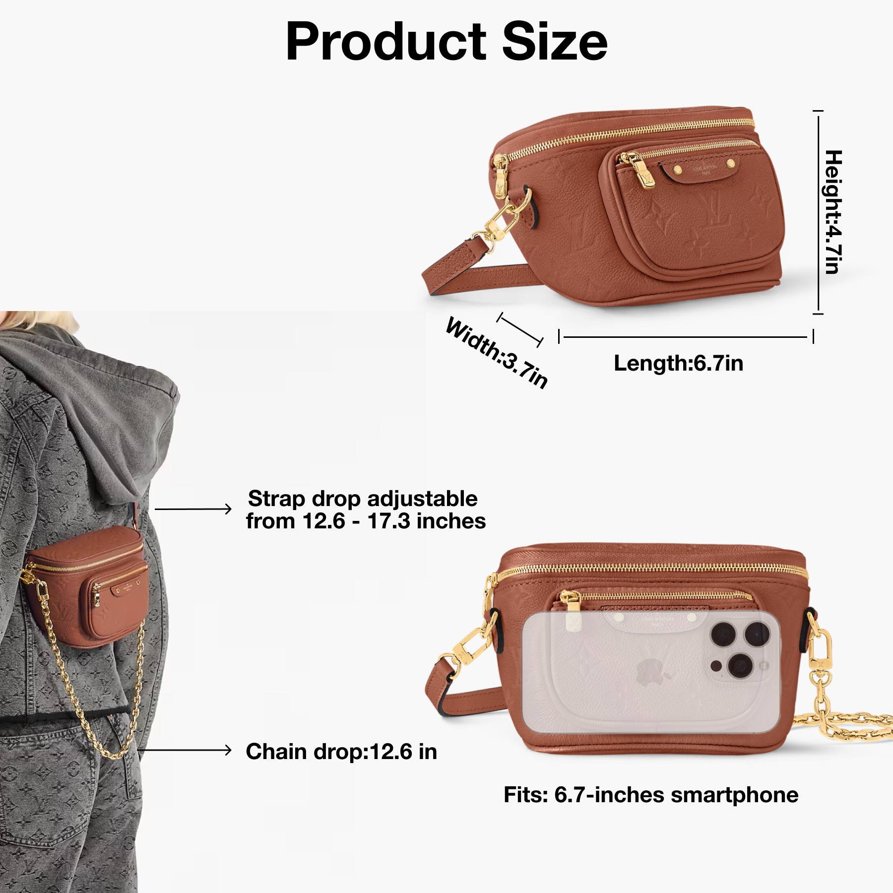 Designer Monogram Mini Bumbag Brown Bag - Gorchic - $117.99