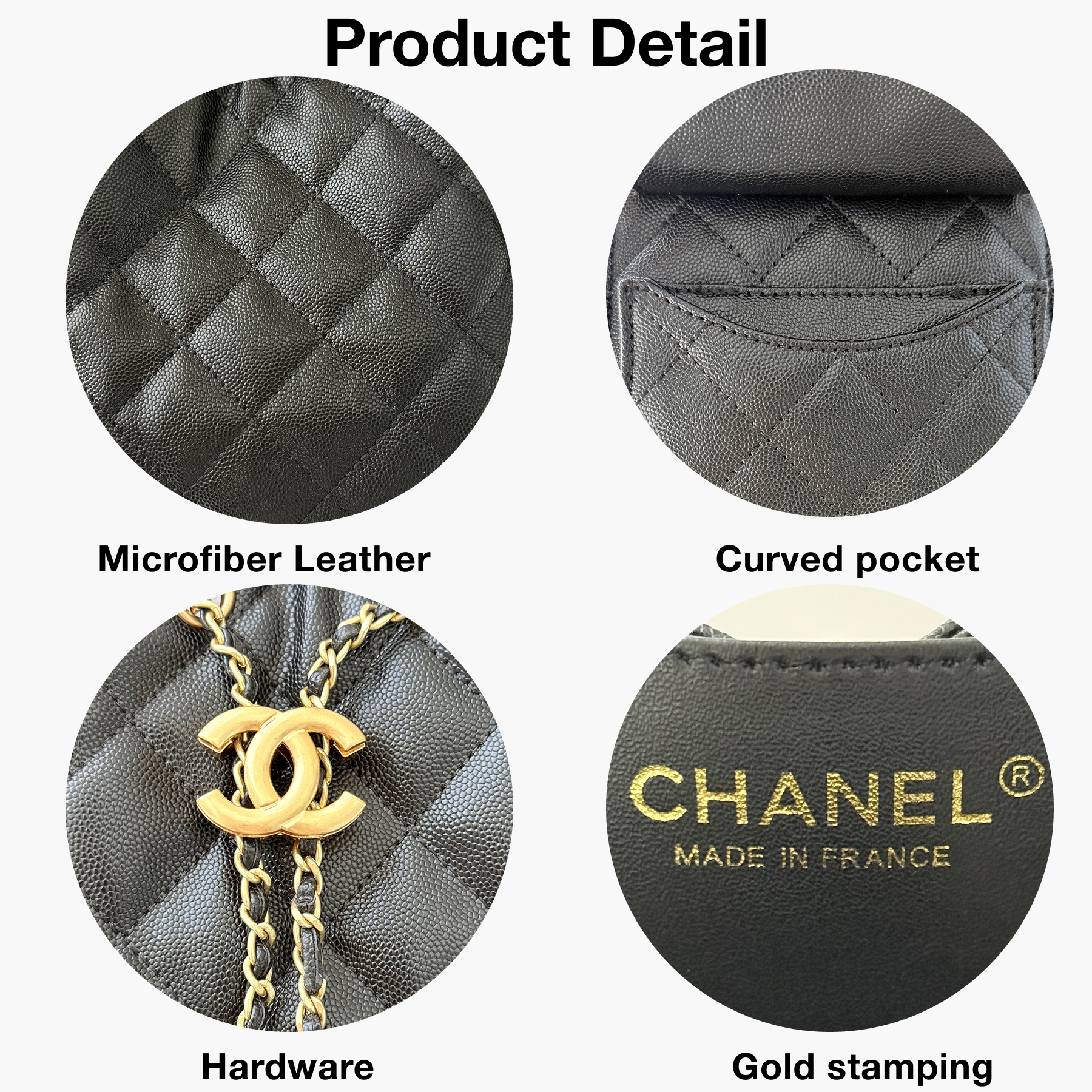 CC Inspired 25 Small Handbag Grained Calfskin & Gold-Tone Metal Black -Bag - Gorchic - $152.99