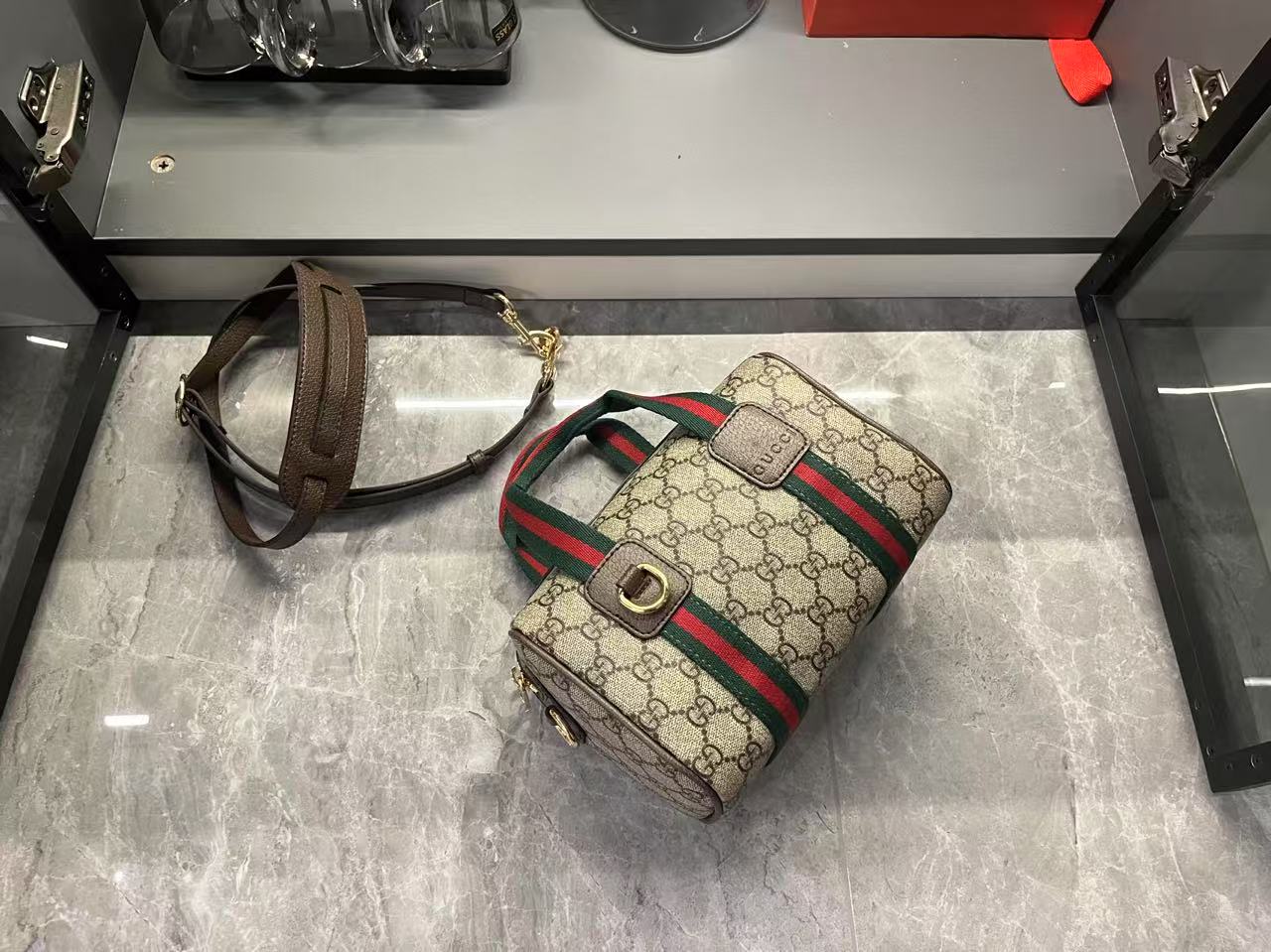 Double-G Mini GG Handbag - Beige and dark brown - Gorchic - $136.99