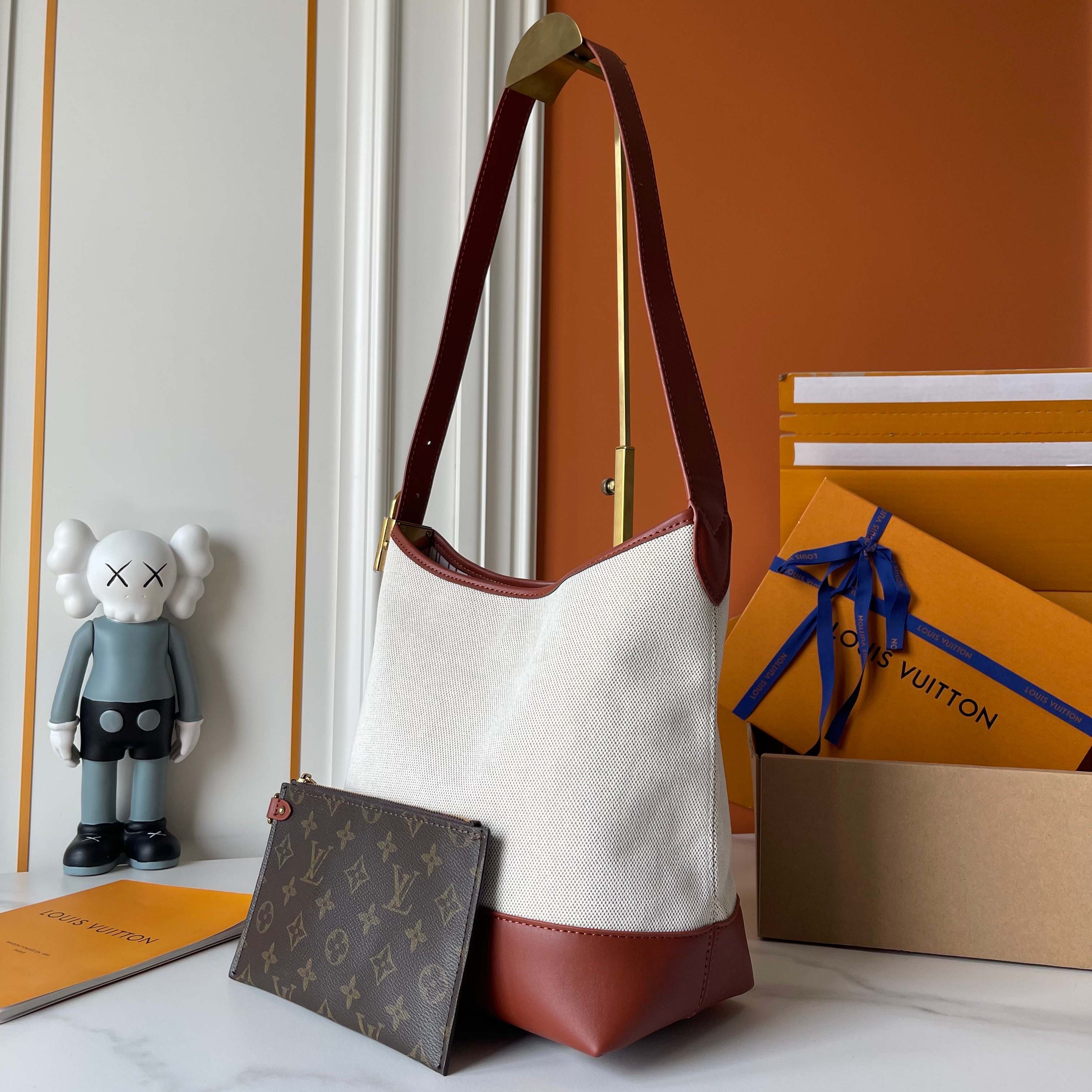 Designer Low Key Hobo PM Hangbag - Ecru/Cognac - Gorchic - $126.99