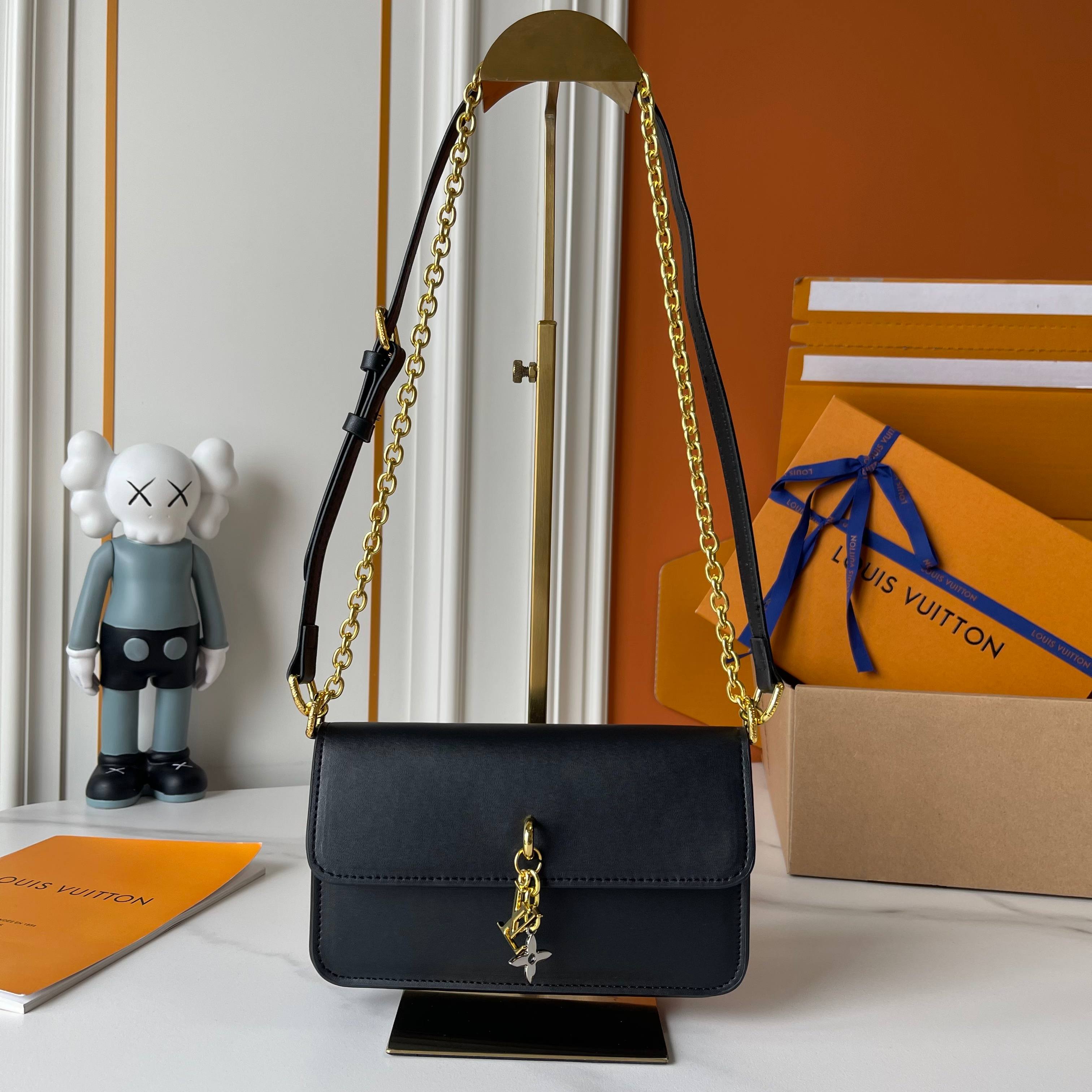 Designer Wallet On Chain LV Bloom - Black - Gorchic - $120.99