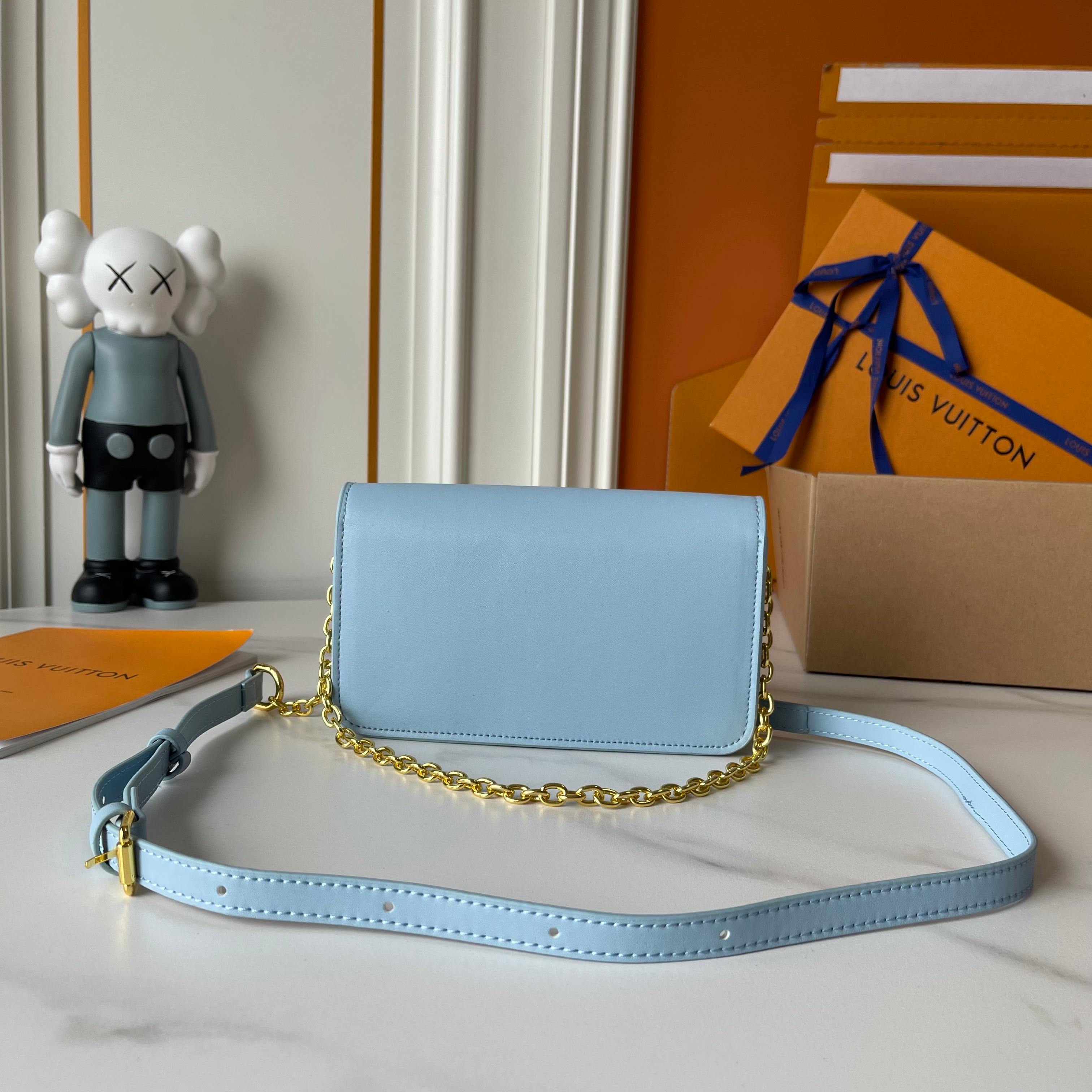 Designer Wallet On Chain LV Bloom - Azure Blue - Gorchic - $120.99