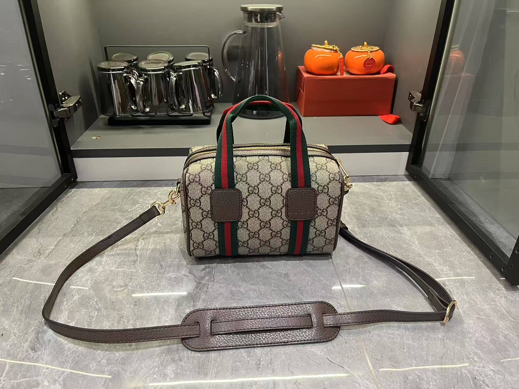 Double-G Mini GG Handbag - Beige and dark brown - Gorchic - $136.99