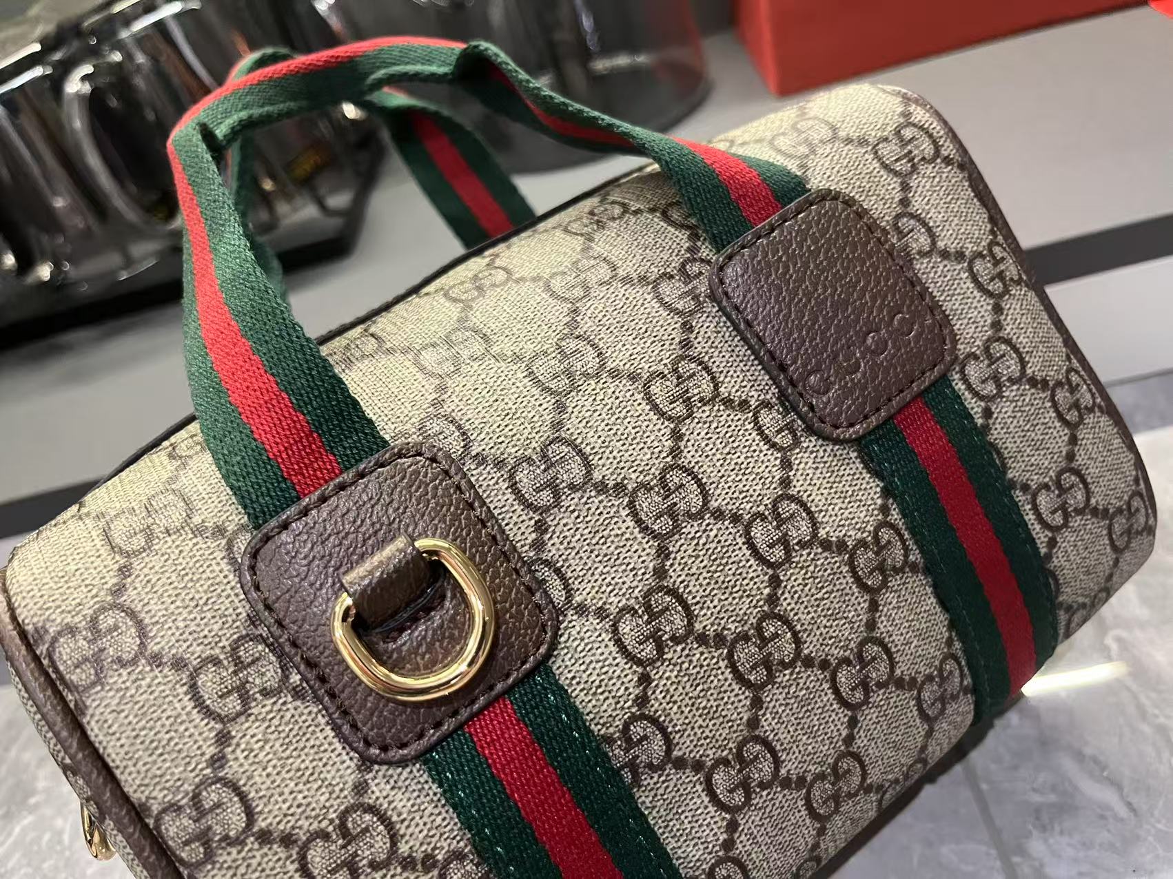 Double-G Mini GG Handbag - Beige and dark brown - Gorchic - $136.99