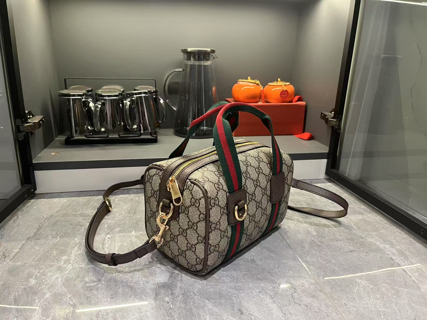 Double-G Mini GG Handbag - Beige and dark brown - Gorchic - $136.99