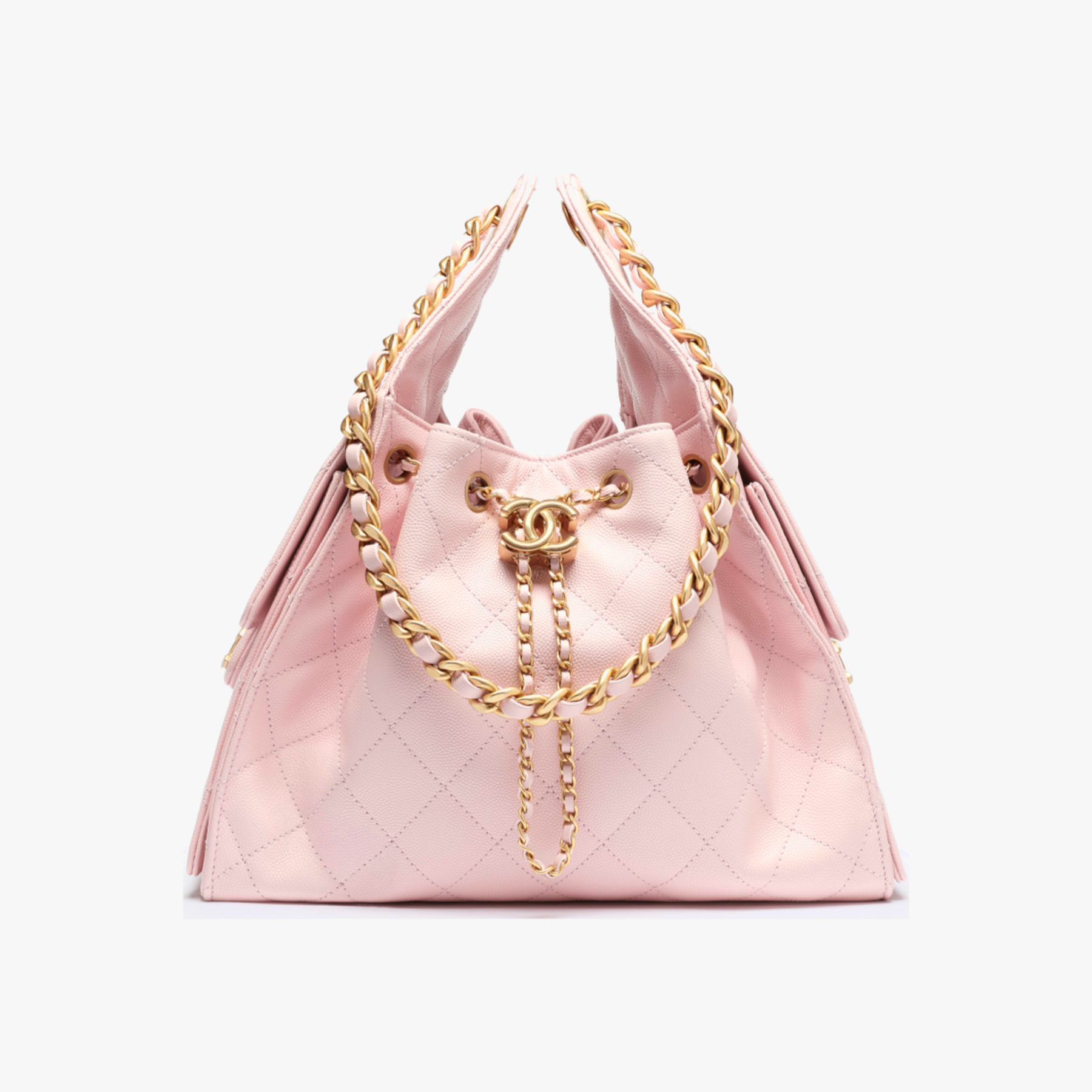 [TOP]CC Inspired 25 Small Handbag Grained Calfskin & Gold-Tone Metal Pink -Bag - Gorchic - $419.99