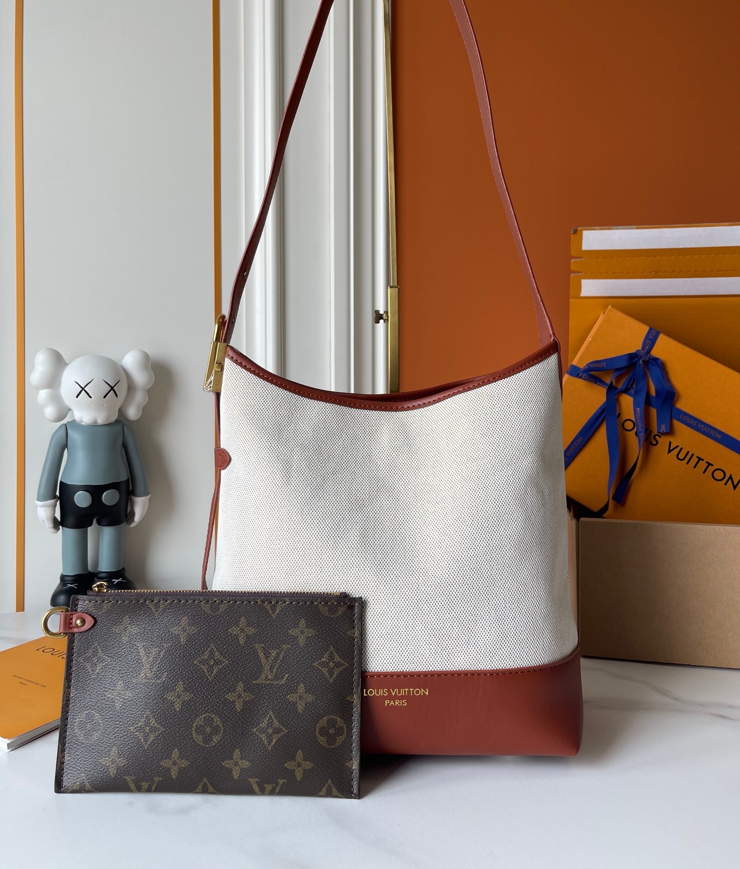 Designer Low Key Hobo PM Hangbag - Ecru/Cognac - Gorchic - $126.99