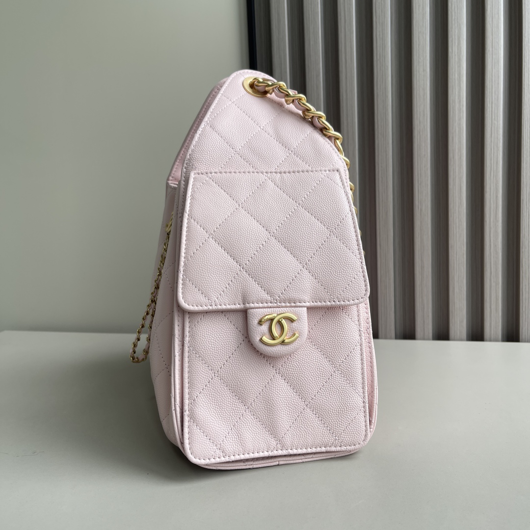 [TOP]CC Inspired 25 Small Handbag Grained Calfskin & Gold-Tone Metal Pink -Bag - Gorchic - $419.99