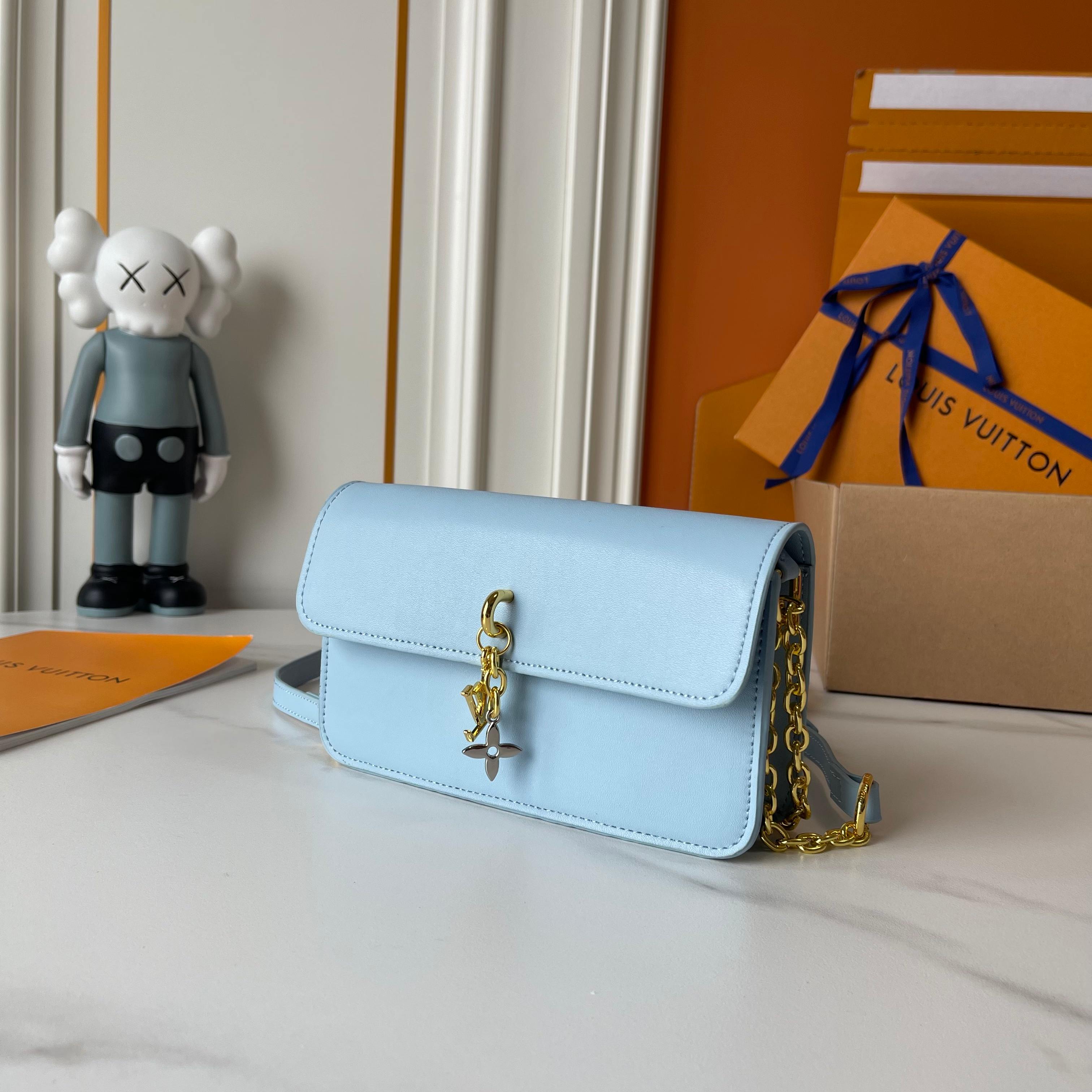 Designer Wallet On Chain LV Bloom - Azure Blue - Gorchic - $120.99