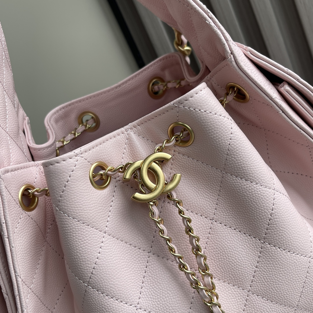 [TOP]CC Inspired 25 Small Handbag Grained Calfskin & Gold-Tone Metal Pink -Bag - Gorchic - $419.99