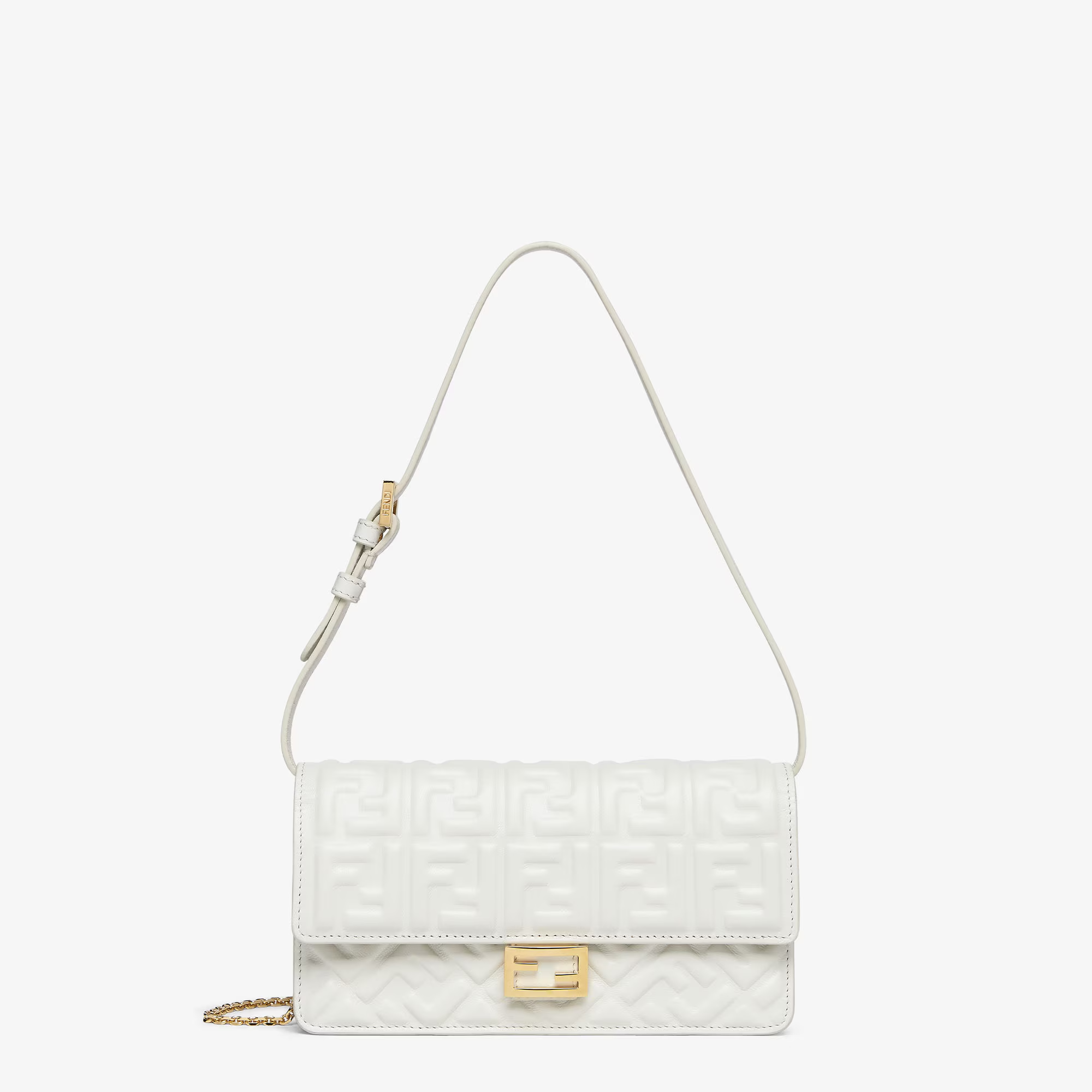 FD Baguette Wallet With Chain - White - Gorchic - $132.99