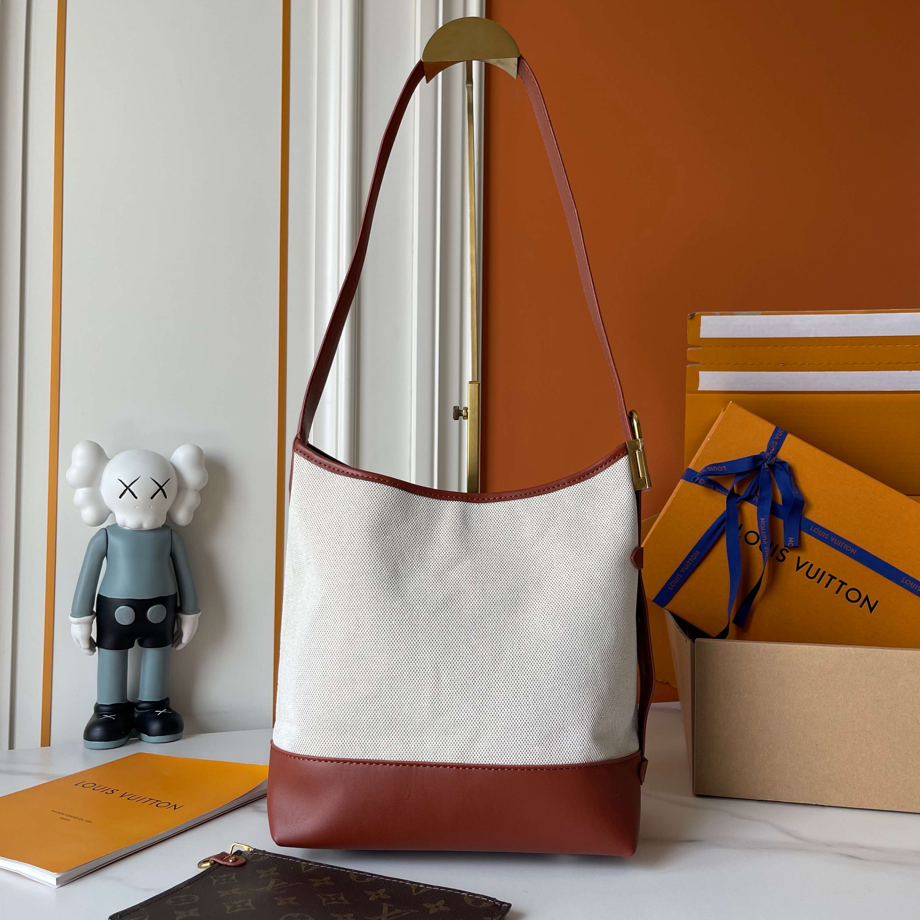 Designer Low Key Hobo PM Hangbag - Ecru/Cognac - Gorchic - $126.99