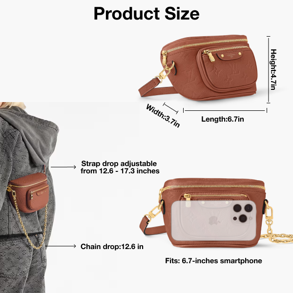 [TOP]Designer Mini Bumbag Brown Bag - Gorchic - $323.99
