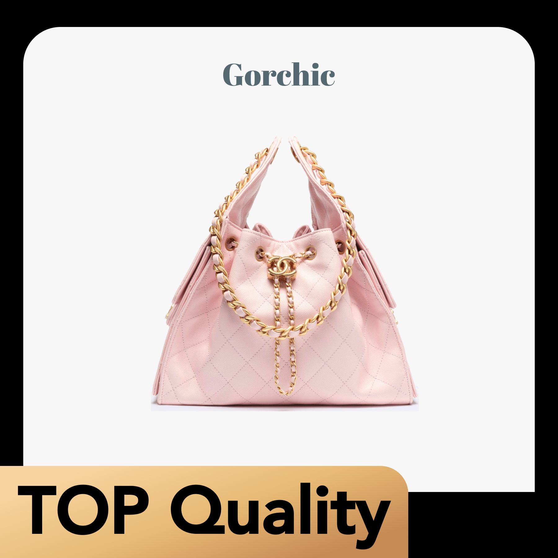 [TOP]CC Inspired 25 Small Handbag Grained Calfskin & Gold-Tone Metal Pink -Bag - Gorchic - $419.99