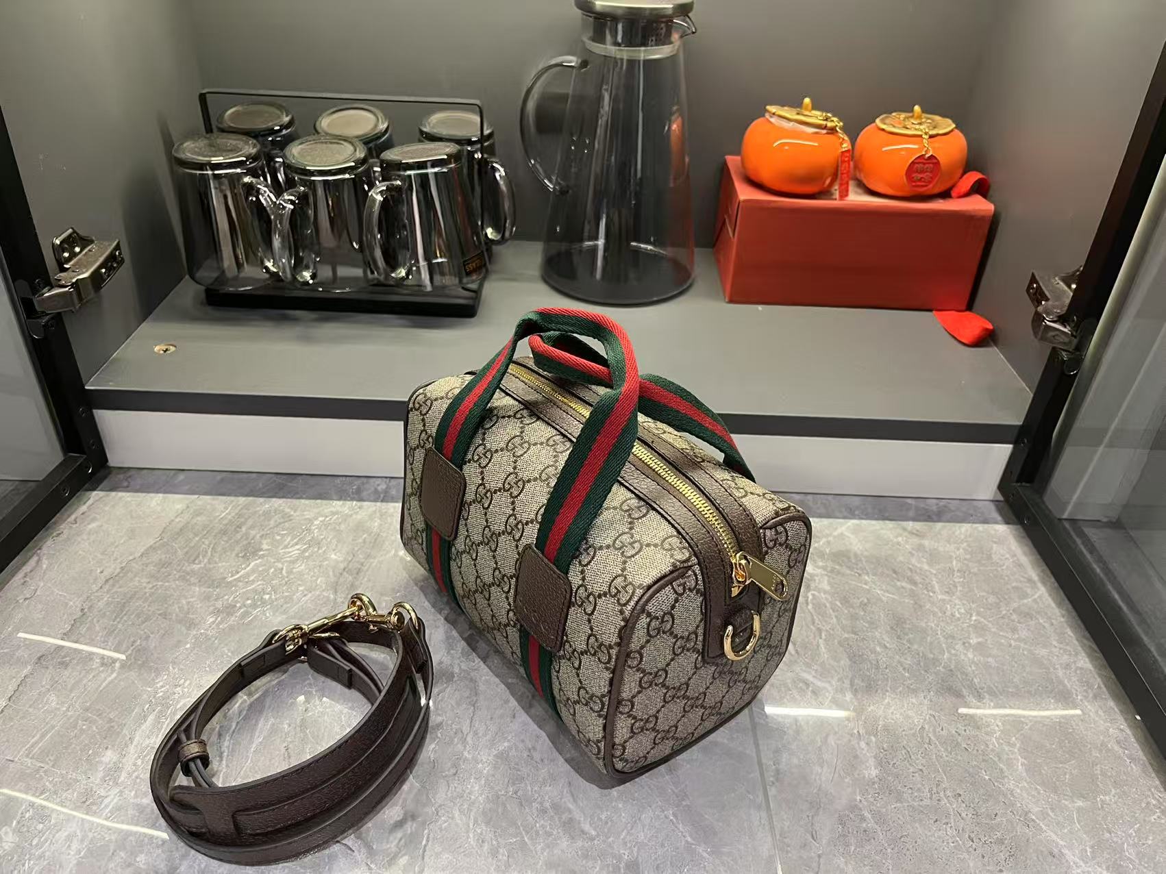 Double-G Mini GG Handbag - Beige and dark brown - Gorchic - $136.99