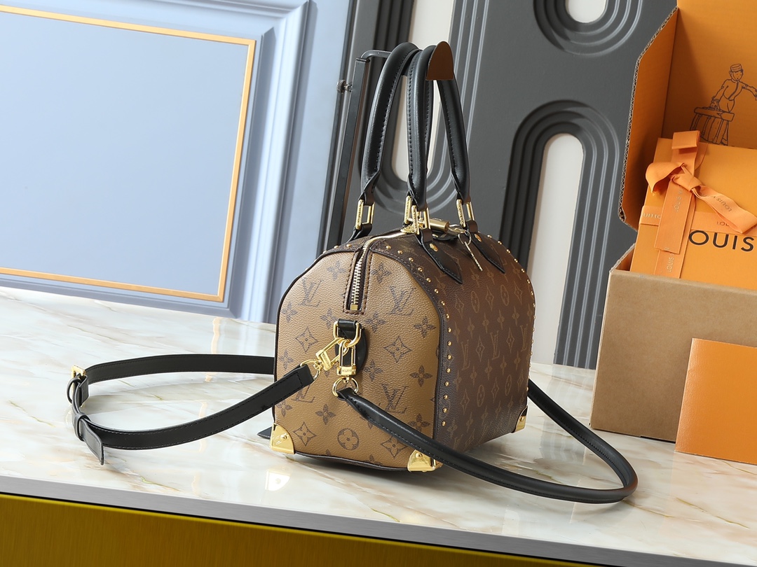 Designer Speedy Trunk 25 Handbag - Brown - Gorchic - $134.99