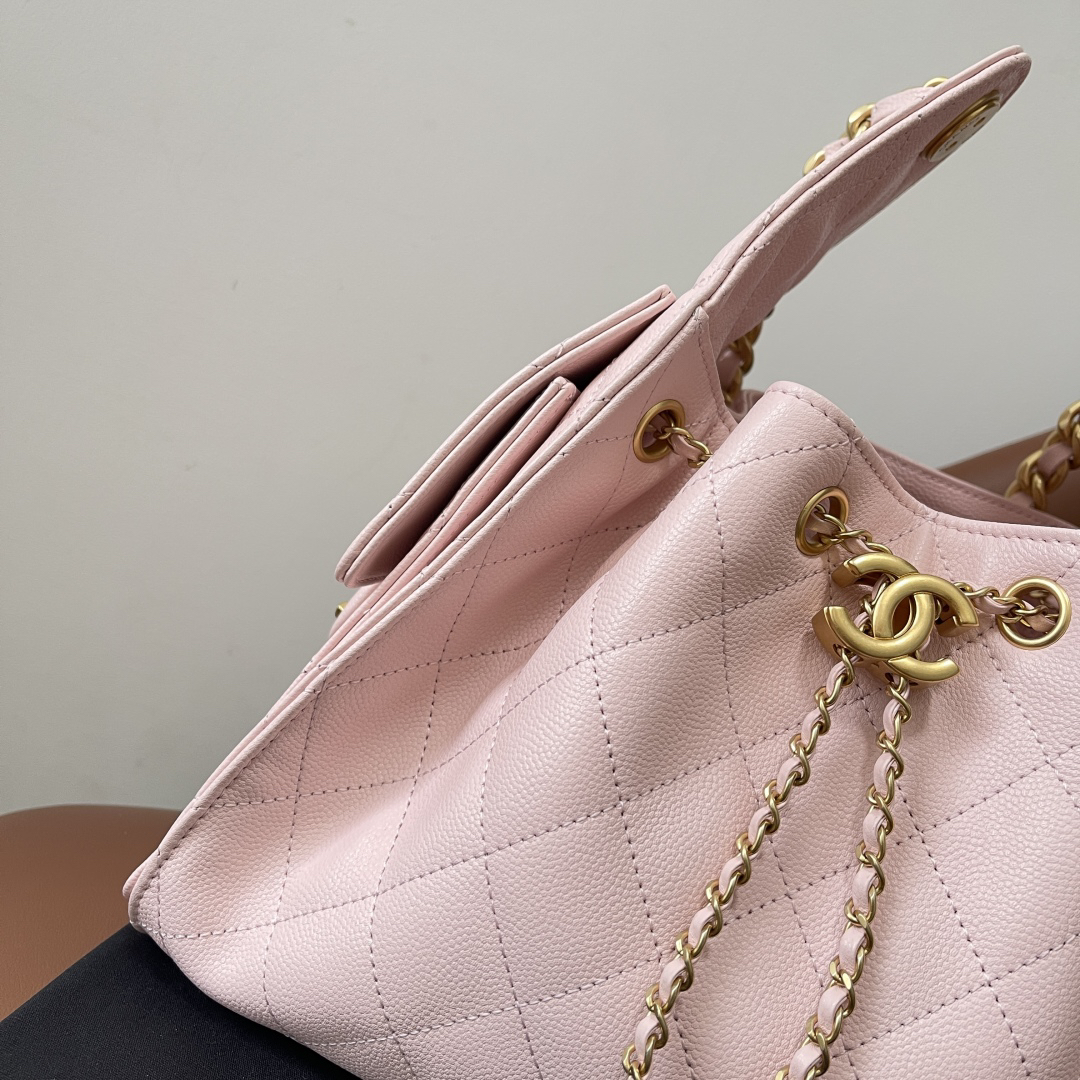 [TOP]CC Inspired 25 Small Handbag Grained Calfskin & Gold-Tone Metal Pink -Bag - Gorchic - $419.99