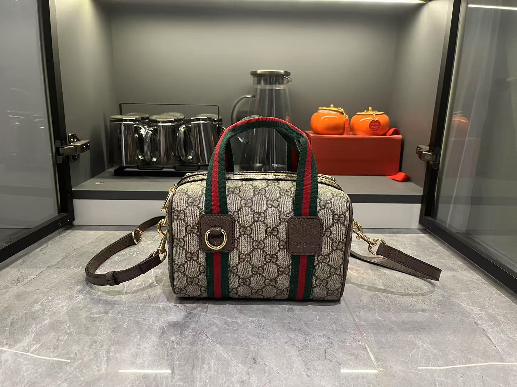 Double-G Mini GG Handbag - Beige and dark brown - Gorchic - $136.99